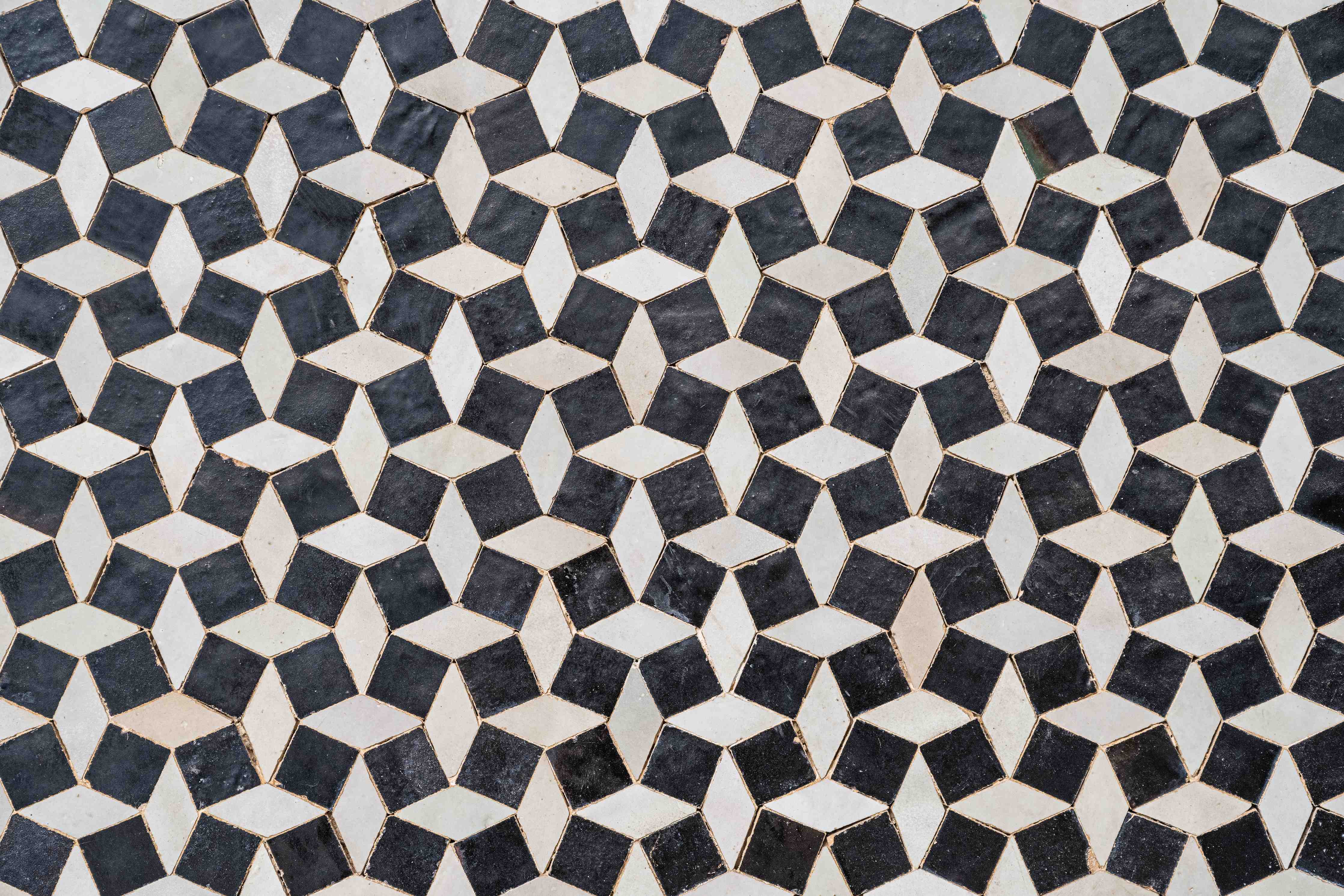Große Wandbilder-Zeitlose Schwarz-Weiß Mosaikfliesen