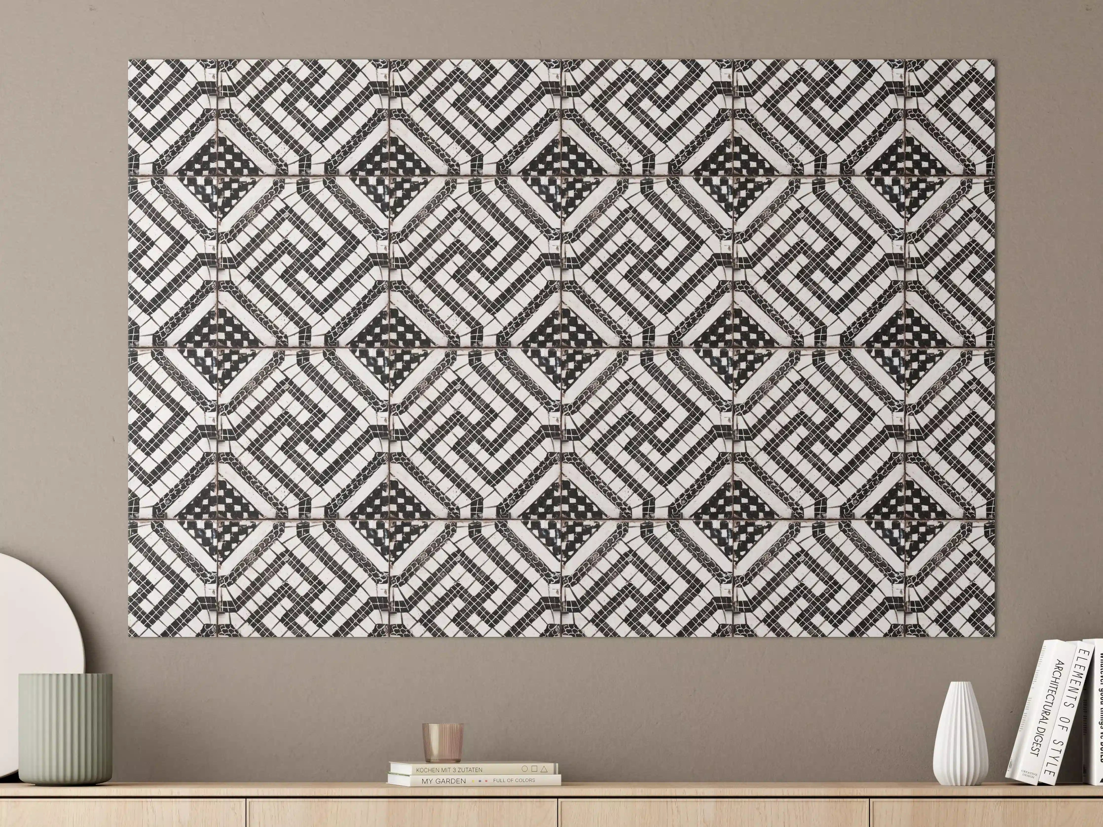 Große Wandbilder - Zeitlose Schwarz-Weiß Mosaikoptik