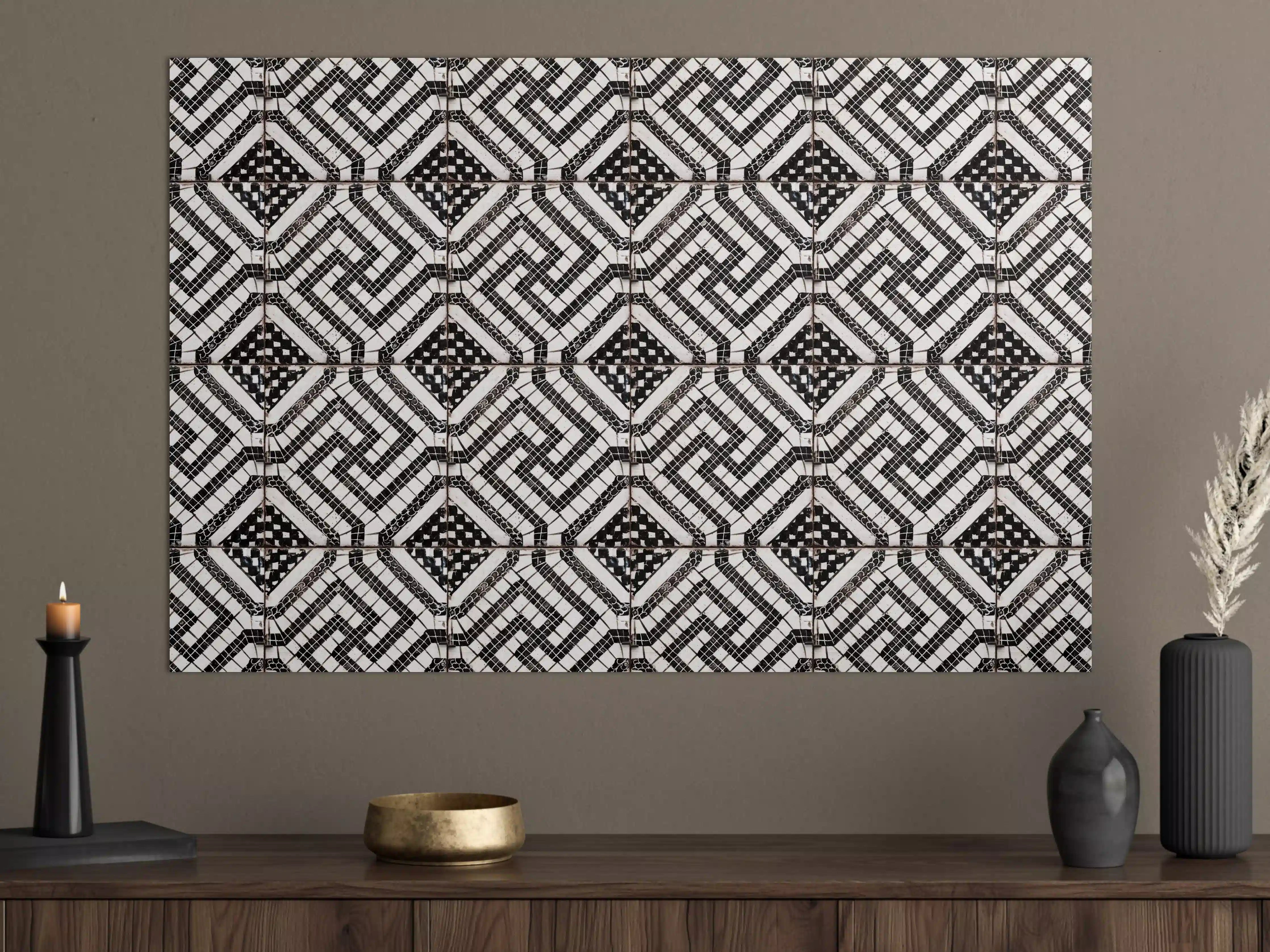 Große Wandbilder - Zeitlose Schwarz-Weiß Mosaikoptik