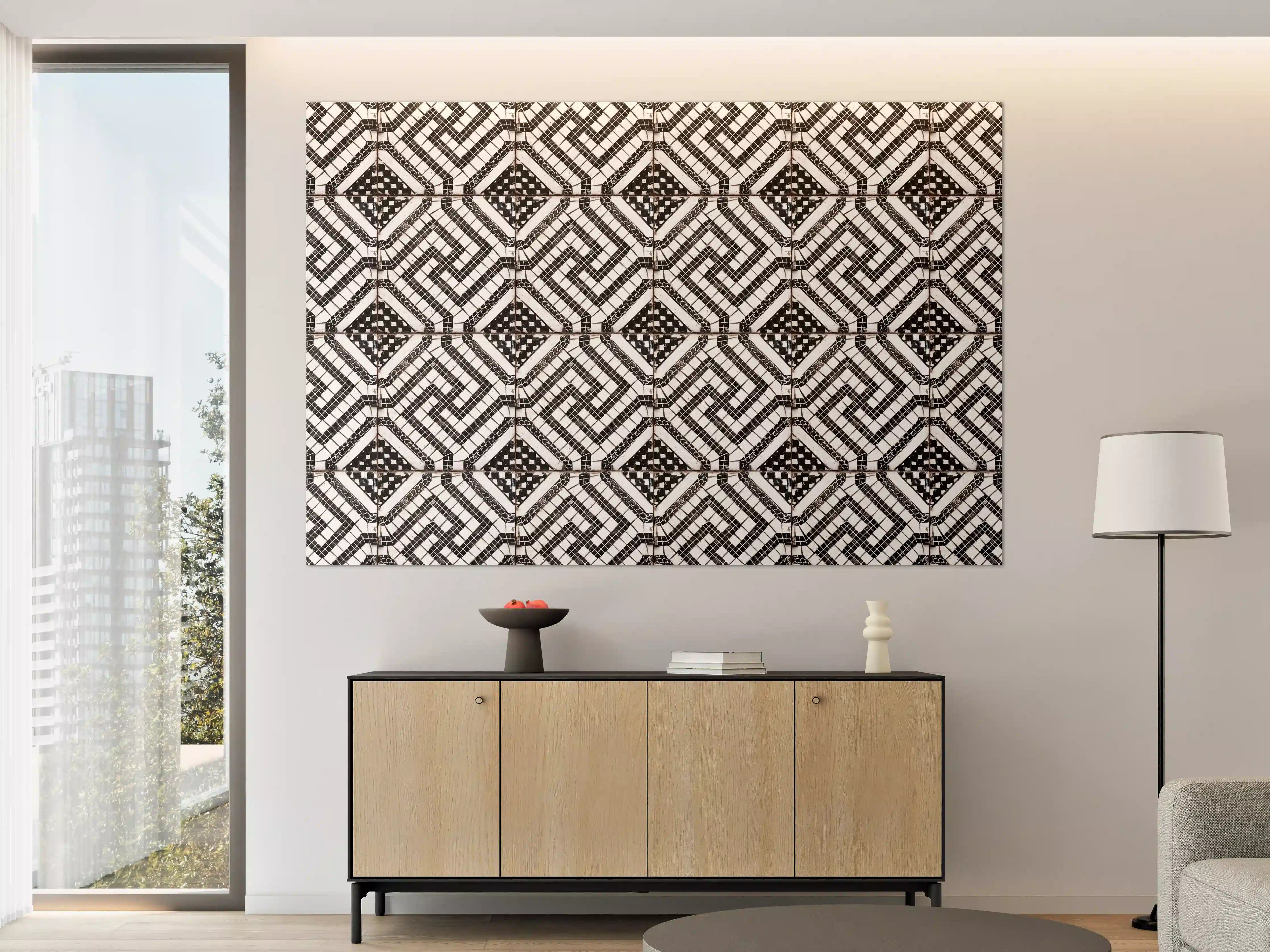 Große Wandbilder - Zeitlose Schwarz-Weiß Mosaikoptik