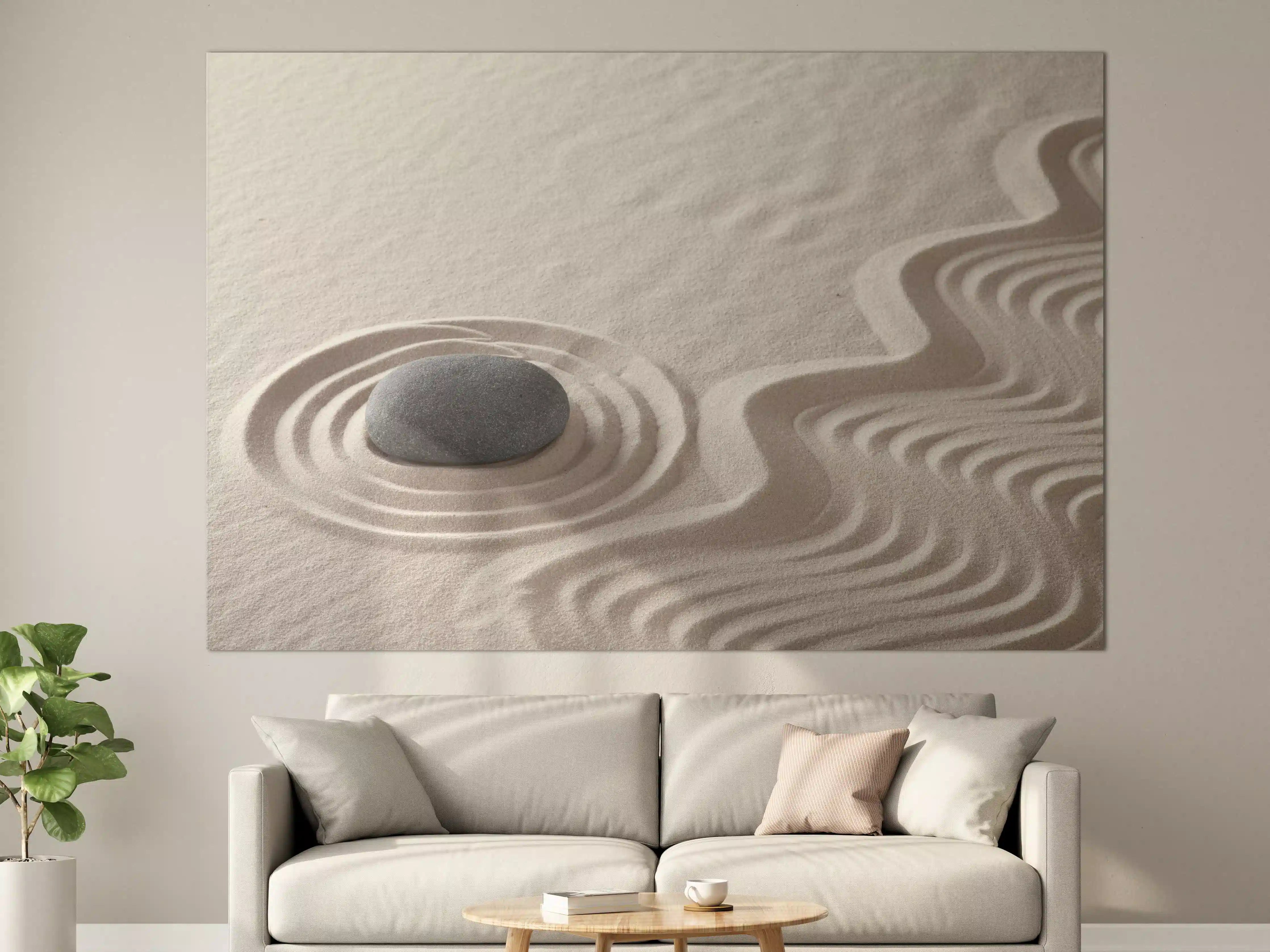 Große Wandbilder - Zen-Garten Stein auf Weiß