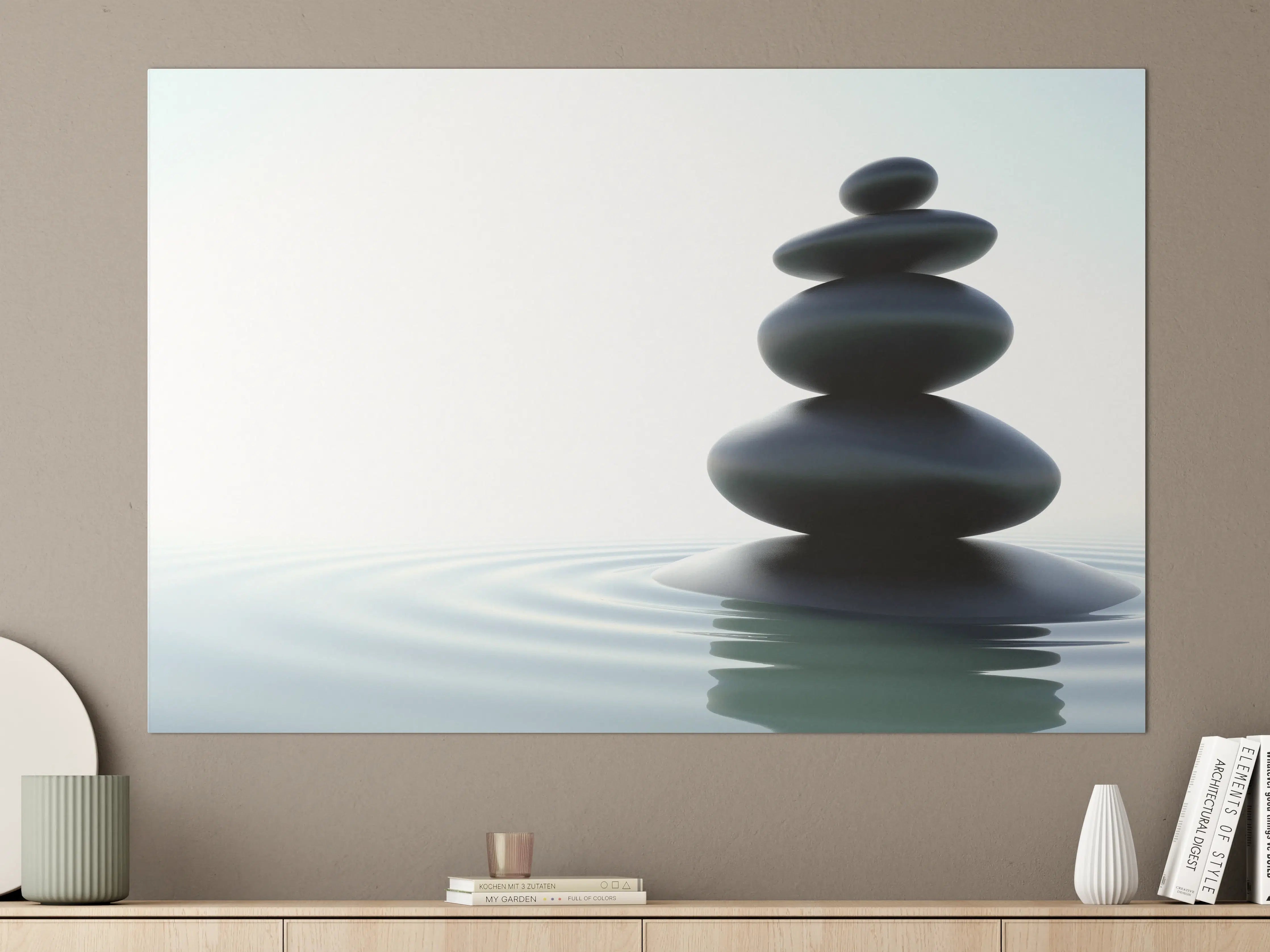Große Wandbilder - Zen-Steine Weiß-Grau