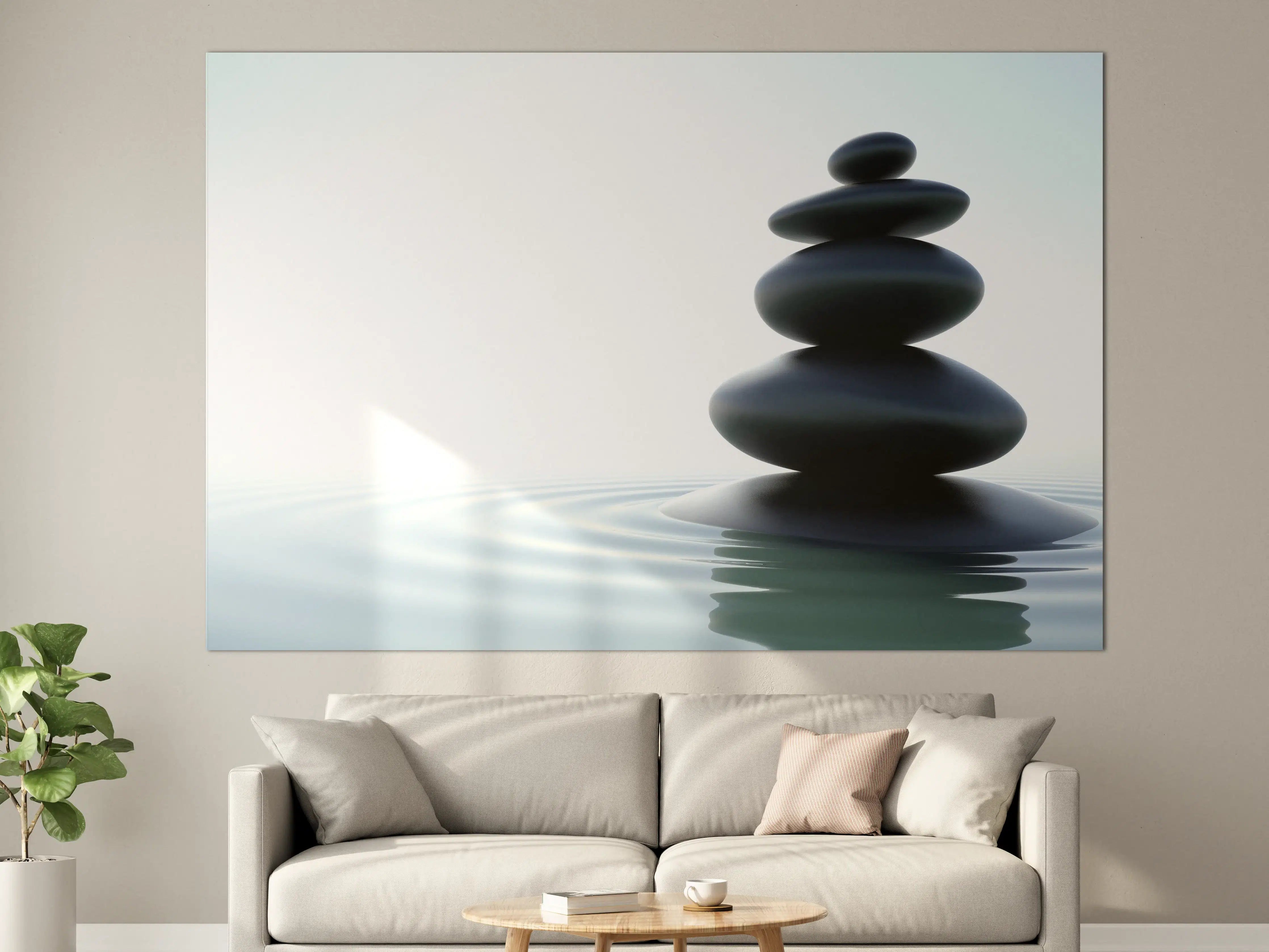 Große Wandbilder - Zen-Steine Weiß-Grau