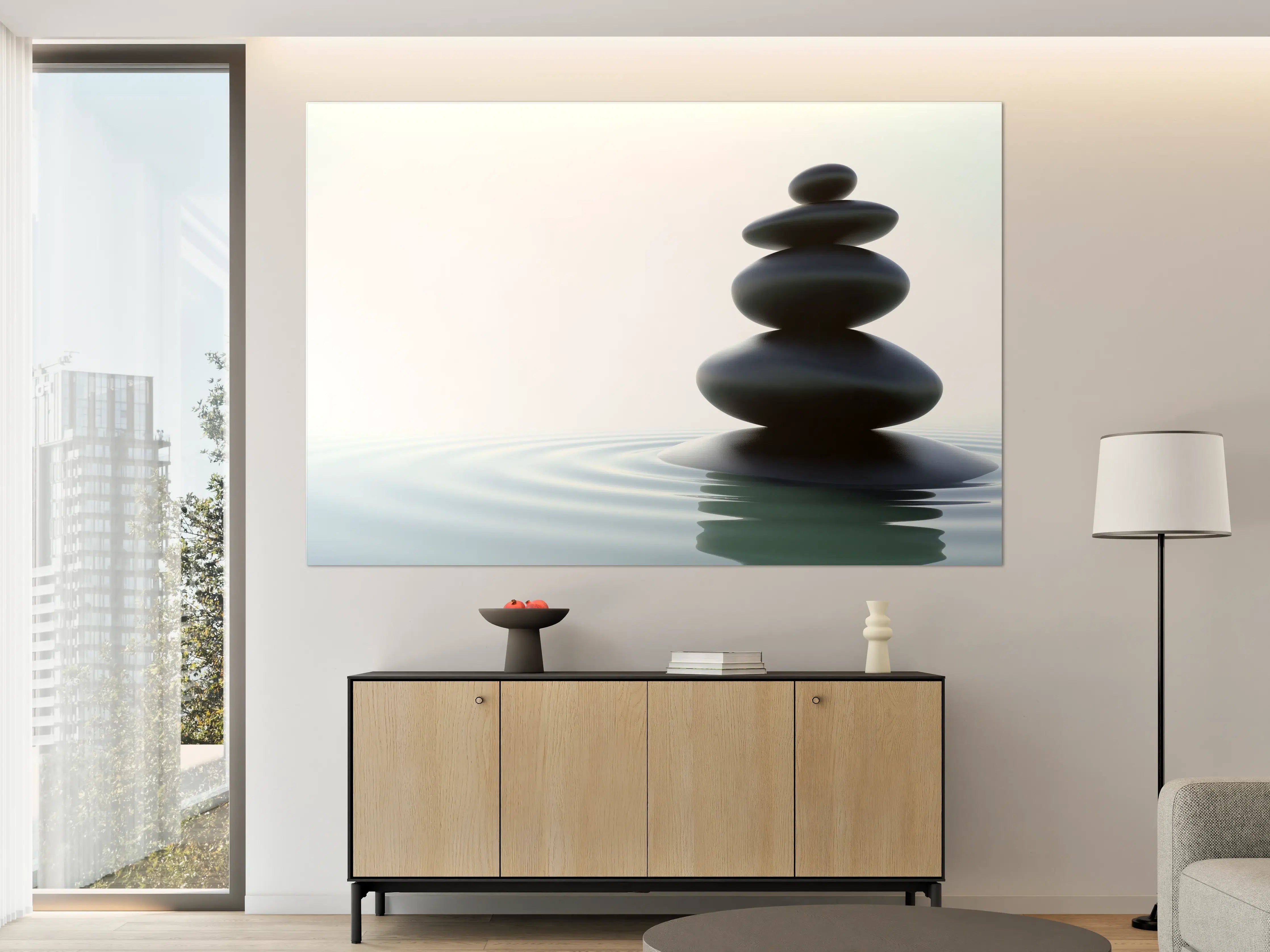 Große Wandbilder - Zen-Steine Weiß-Grau