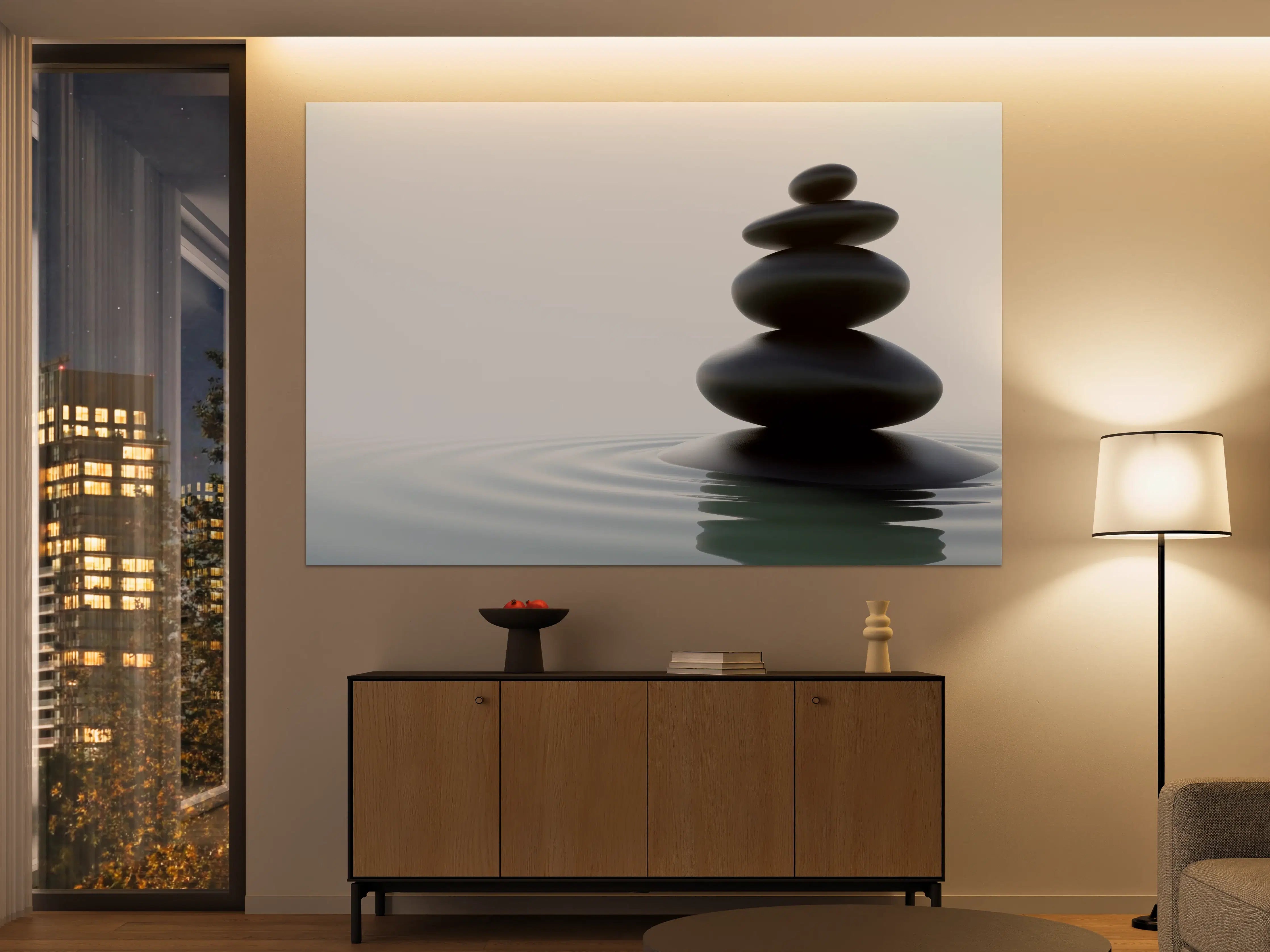 Große Wandbilder - Zen-Steine Weiß-Grau