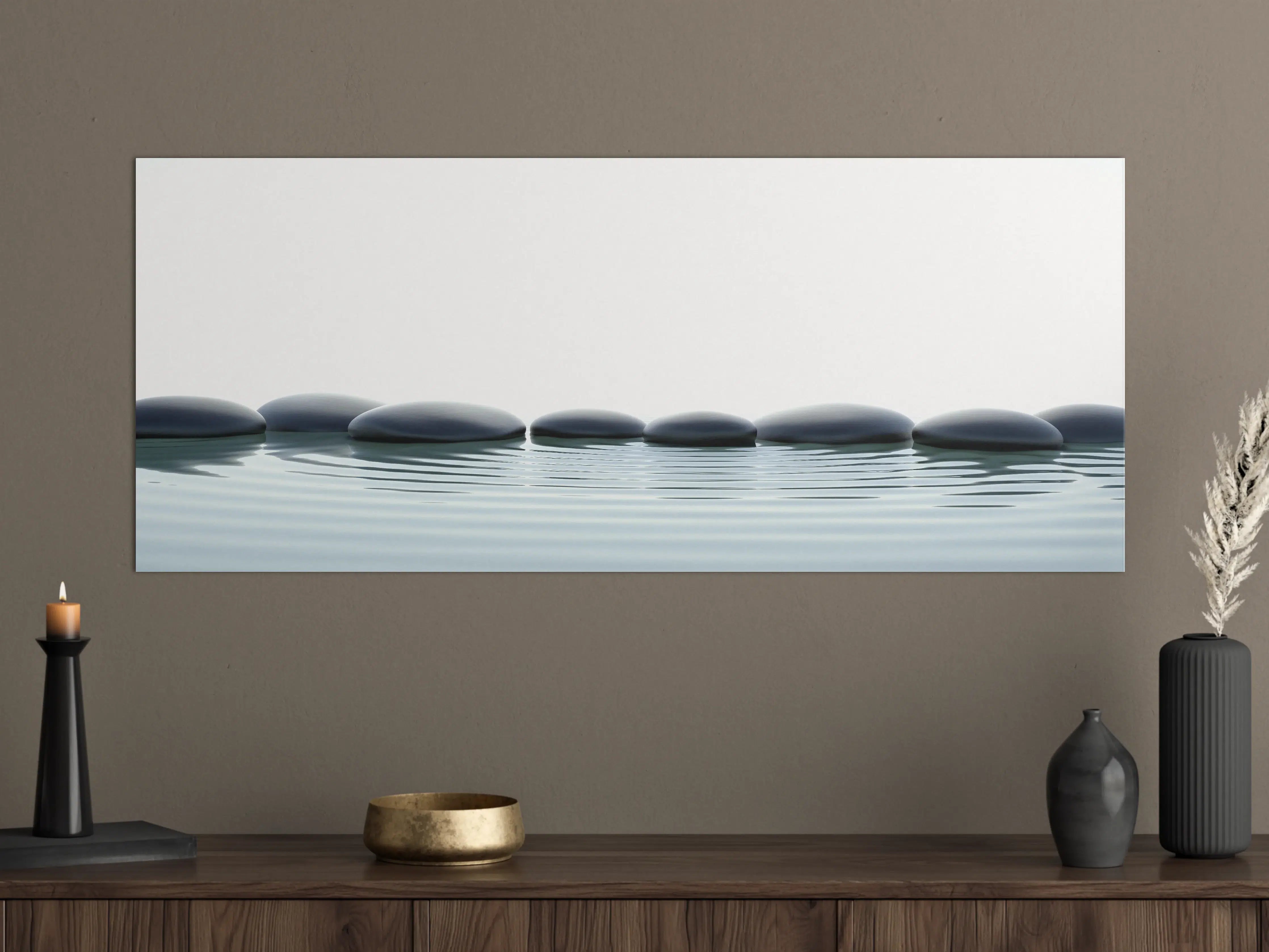 Große Wandbilder - Zen-Steine im Wasser mit Wellen