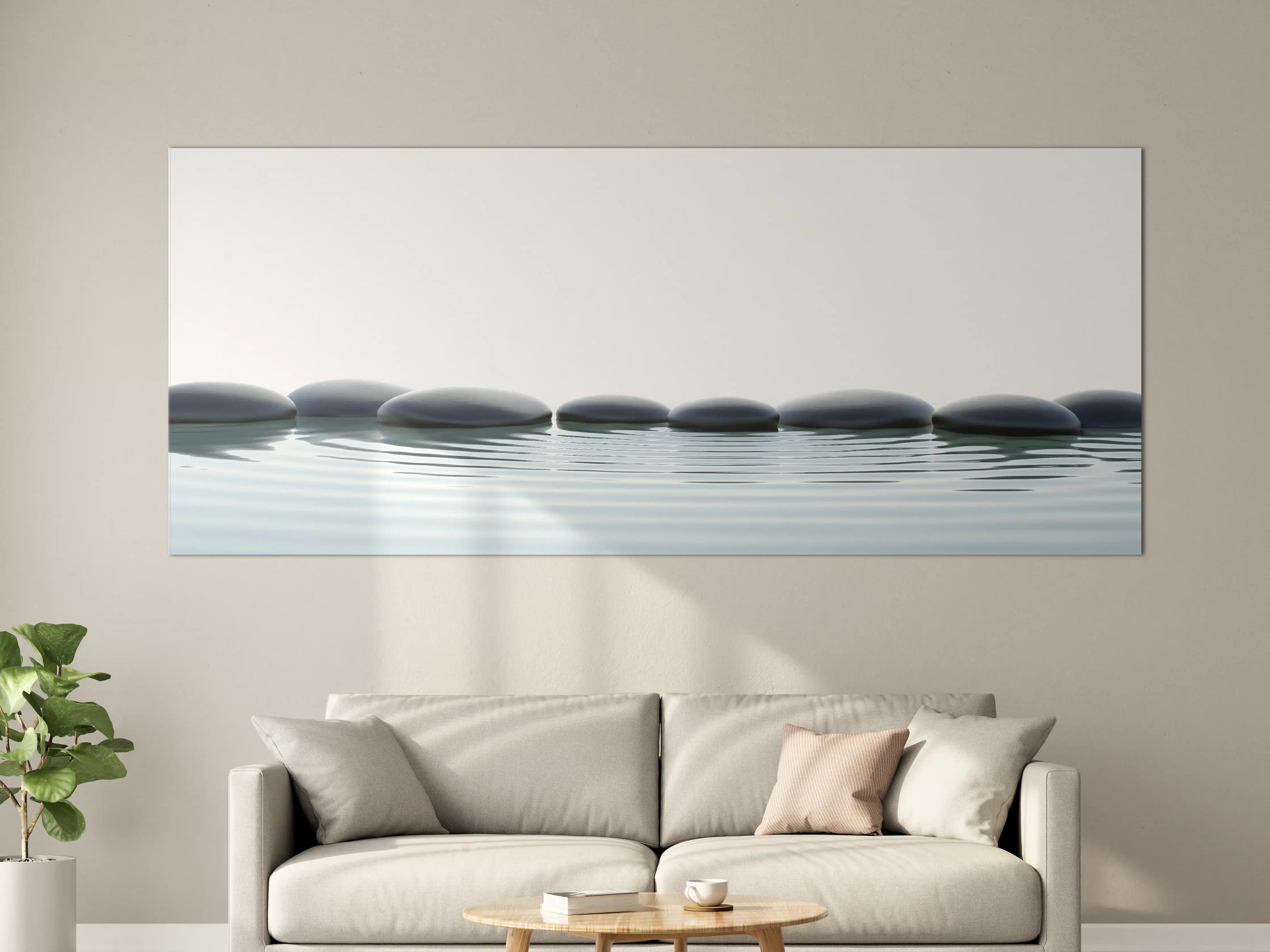 Große Wandbilder - Zen-Steine im Wasser mit Wellen