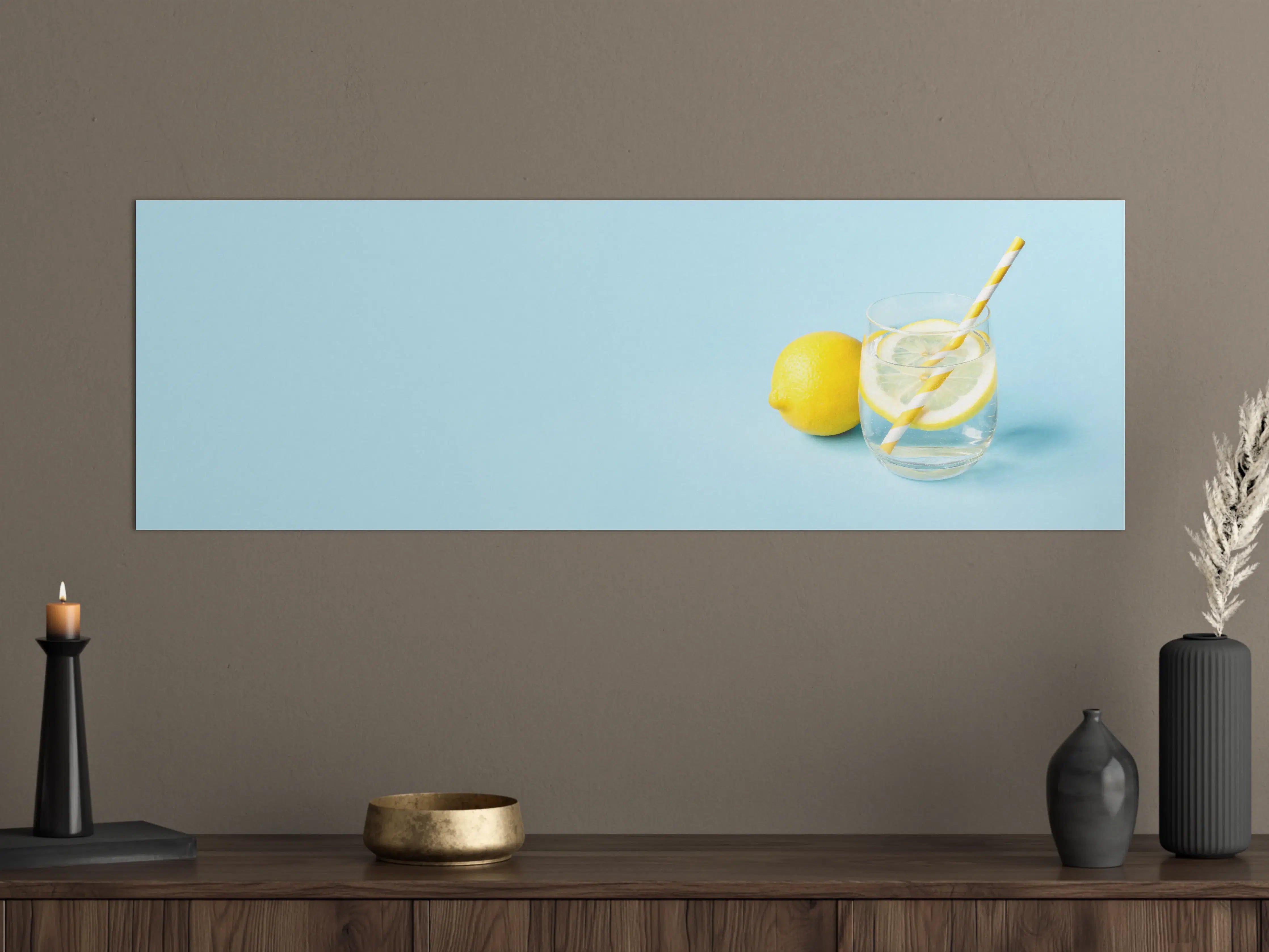 Große Wandbilder - Zitrone Limette auf Blau