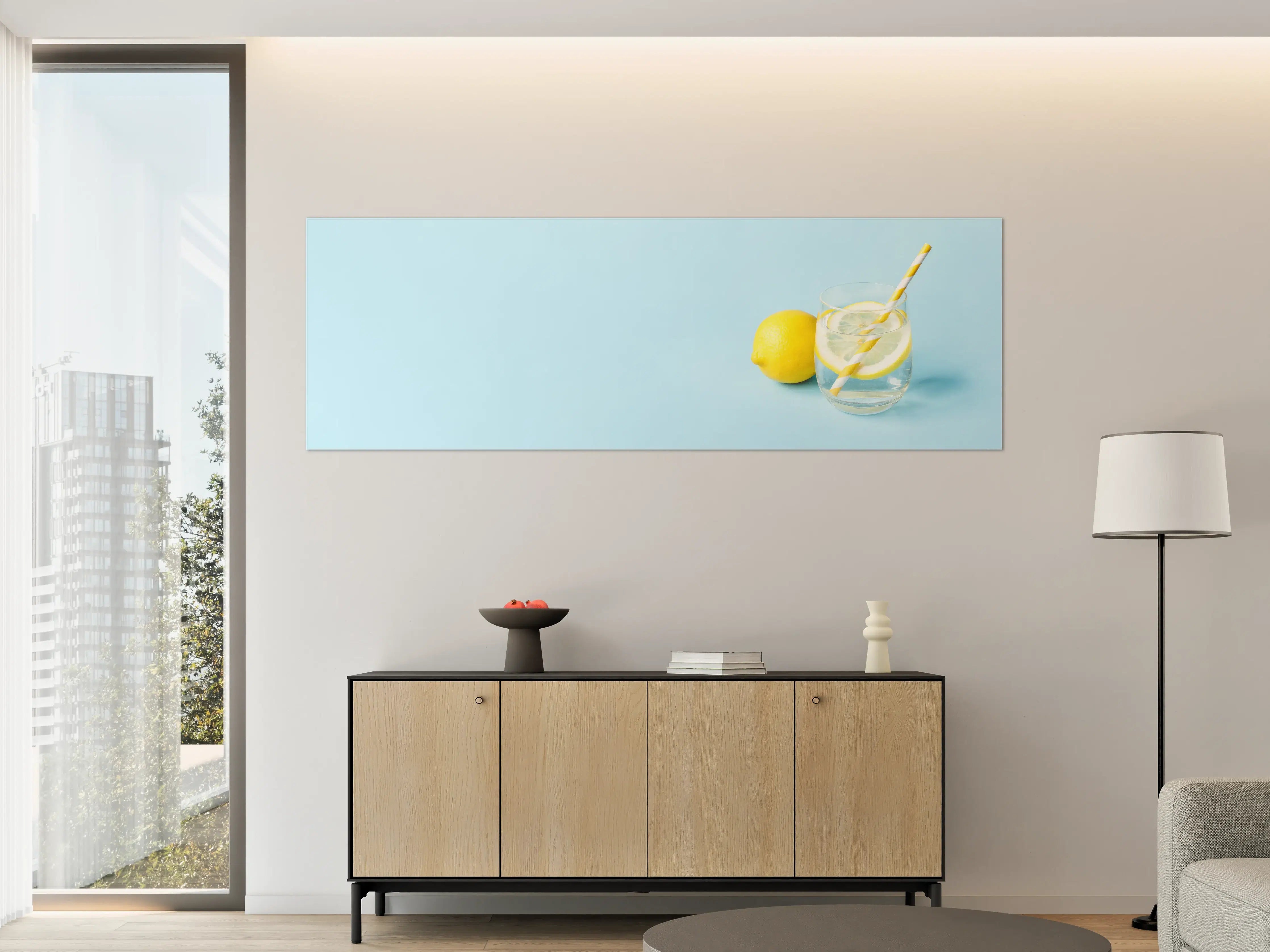 Große Wandbilder - Zitrone Limette auf Blau