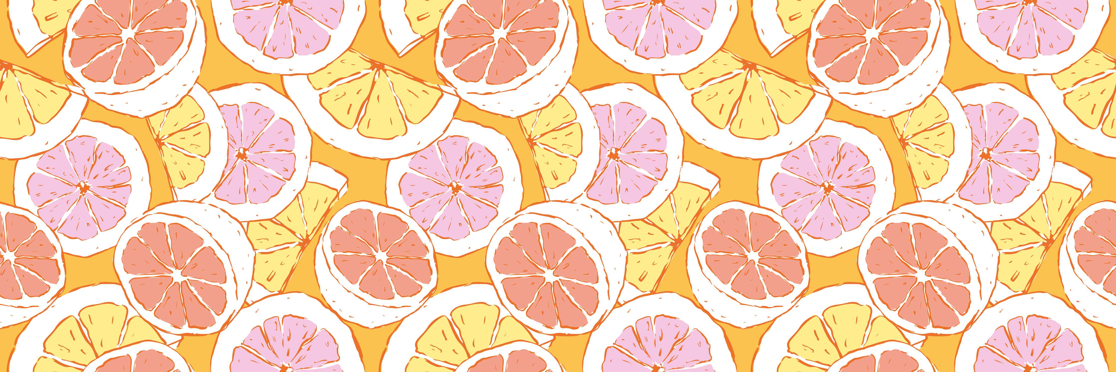 Große Wandbilder-Zitronen-Grapefruit Pastellmuster