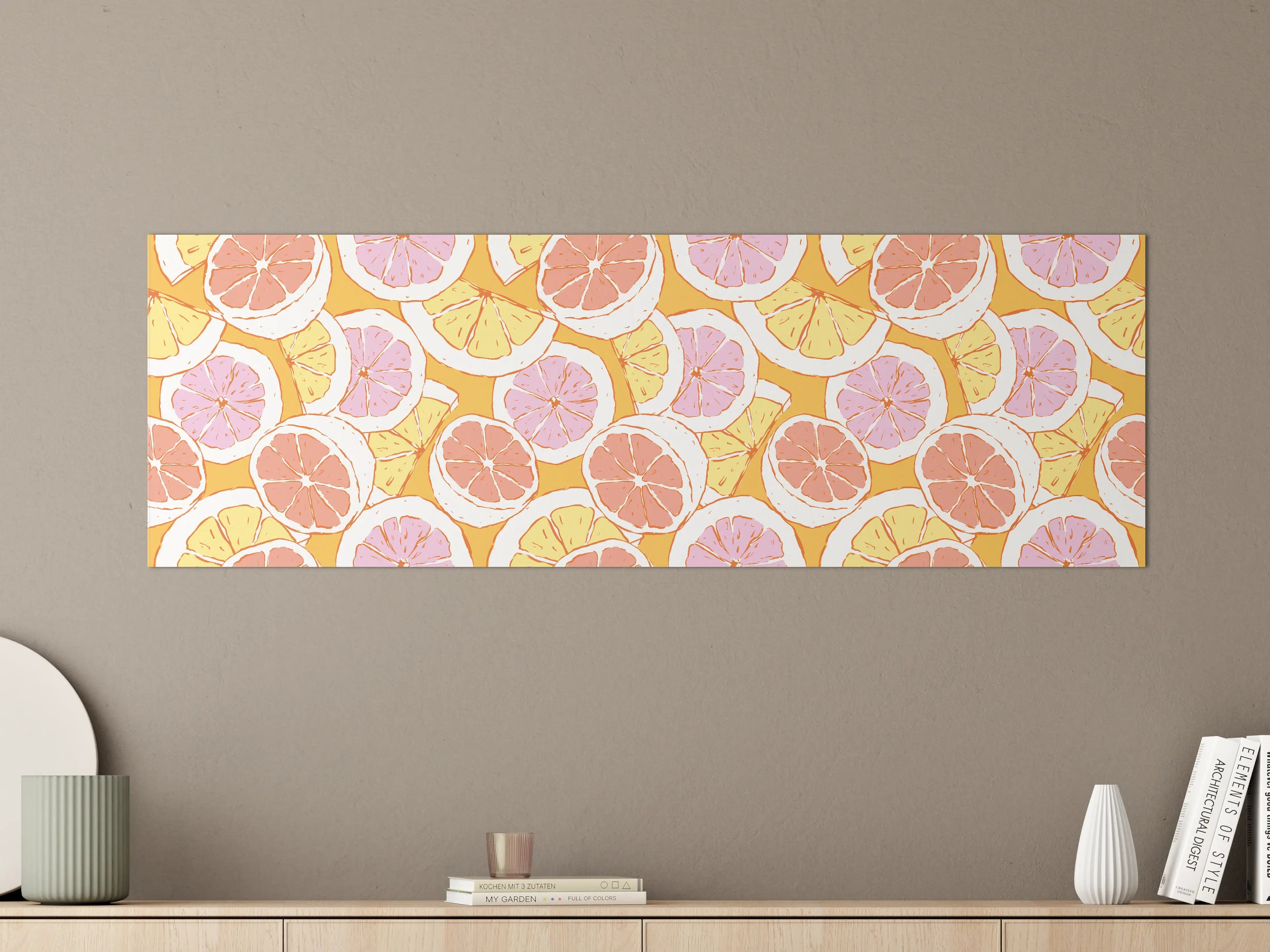 Große Wandbilder - Zitronen-Grapefruit Pastellmuster