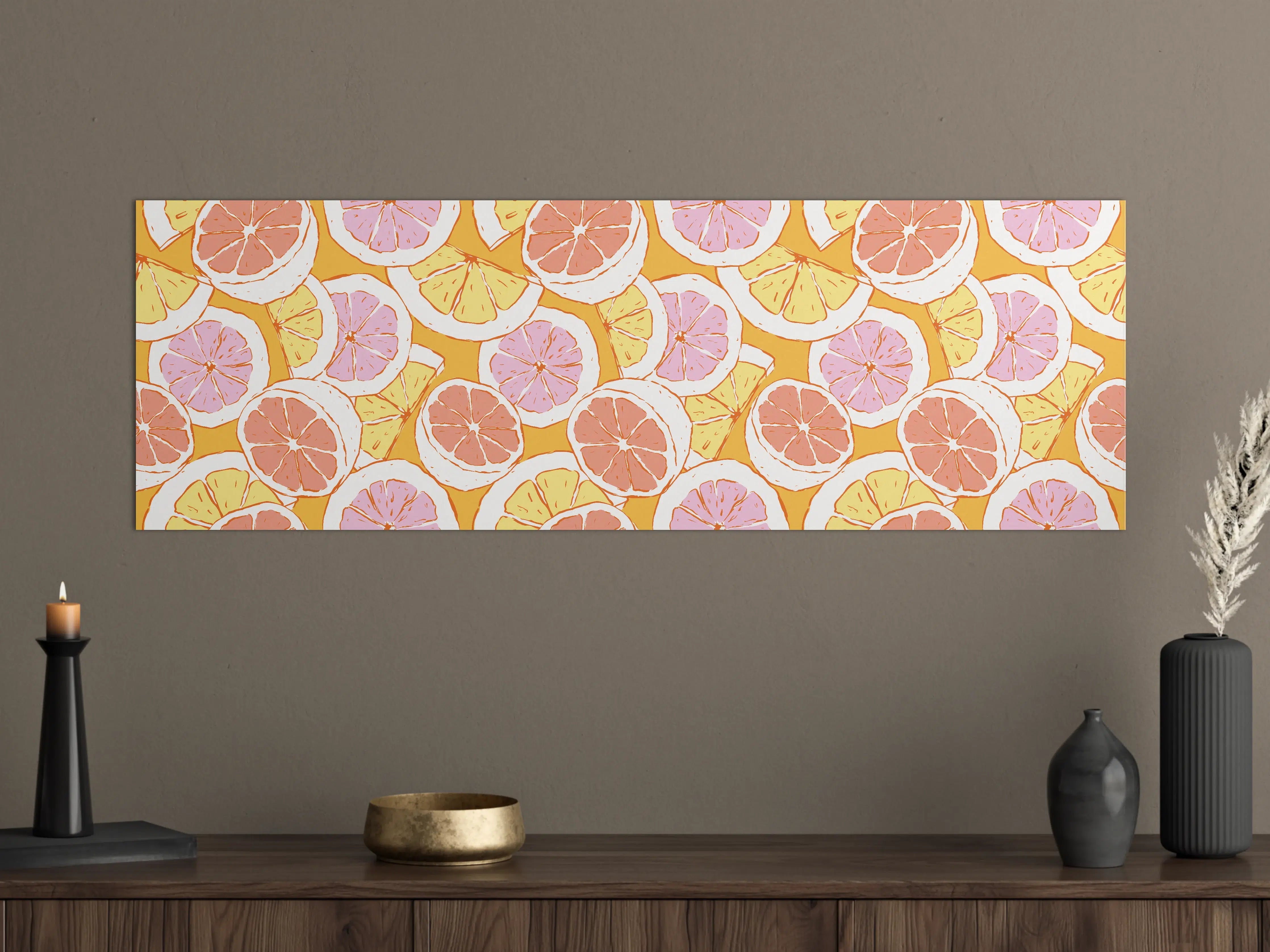 Große Wandbilder - Zitronen-Grapefruit Pastellmuster
