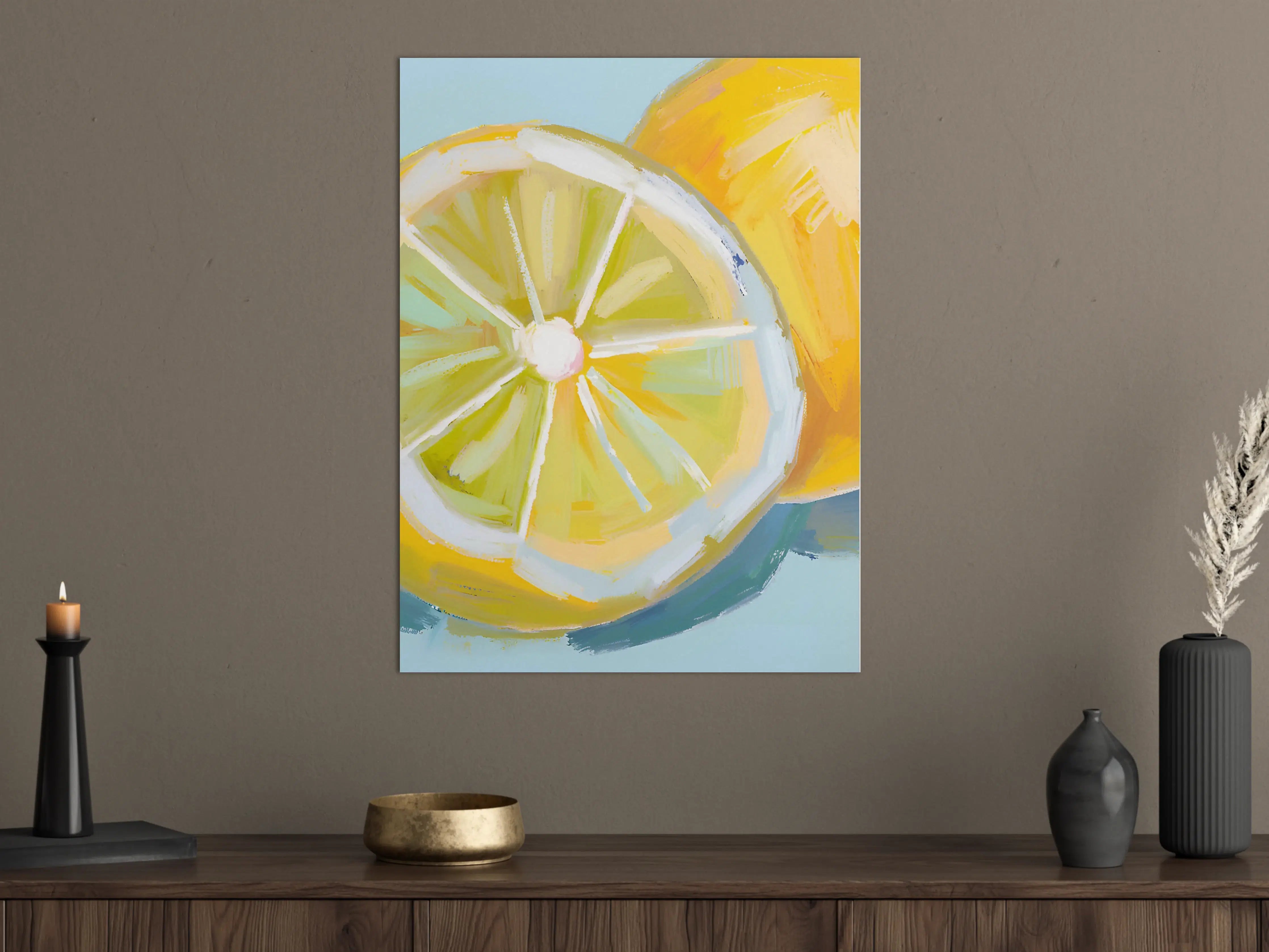 Große Wandbilder - Zitronen in lebendiger Acryltechnik