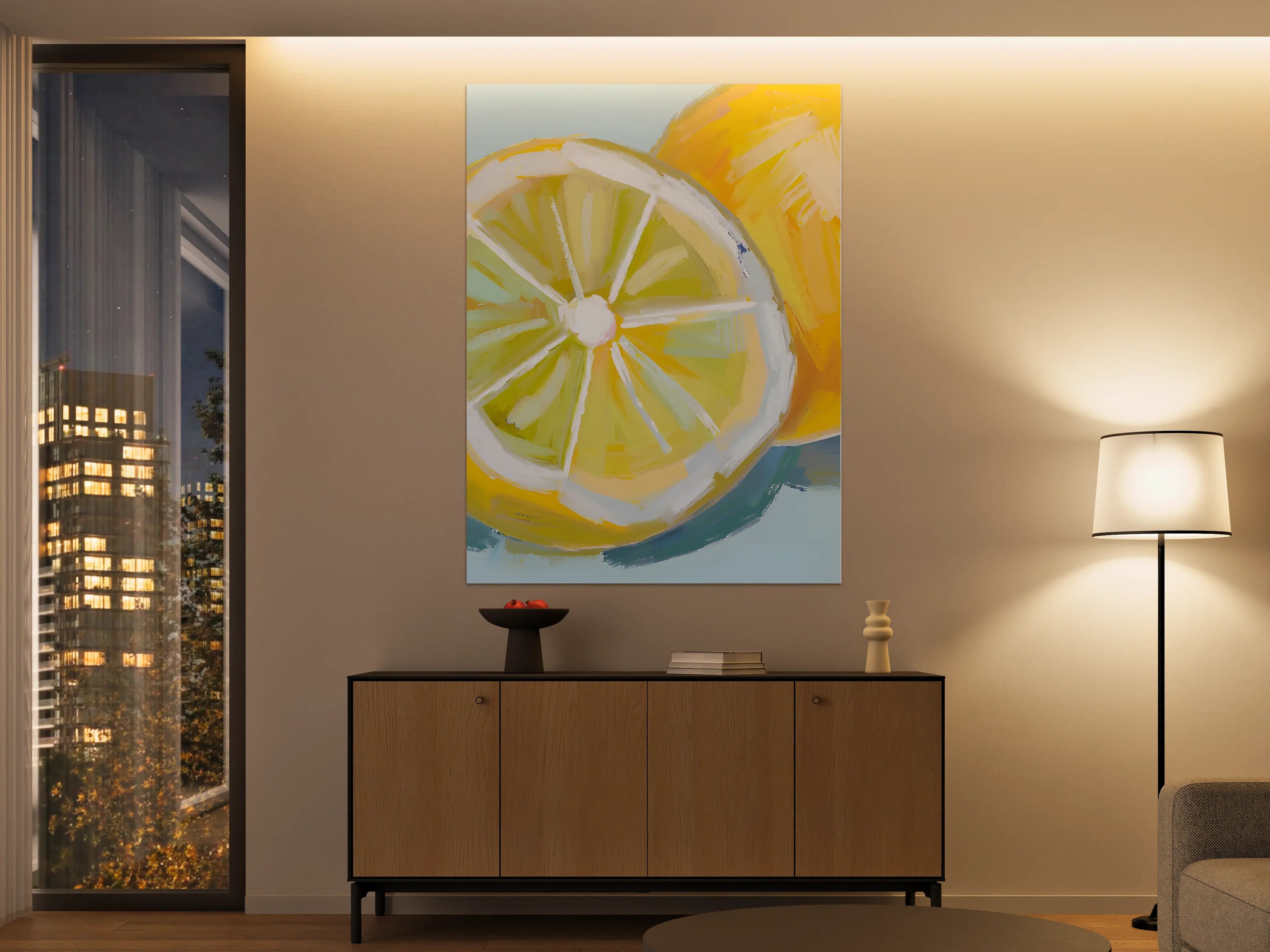 Große Wandbilder - Zitronen in lebendiger Acryltechnik