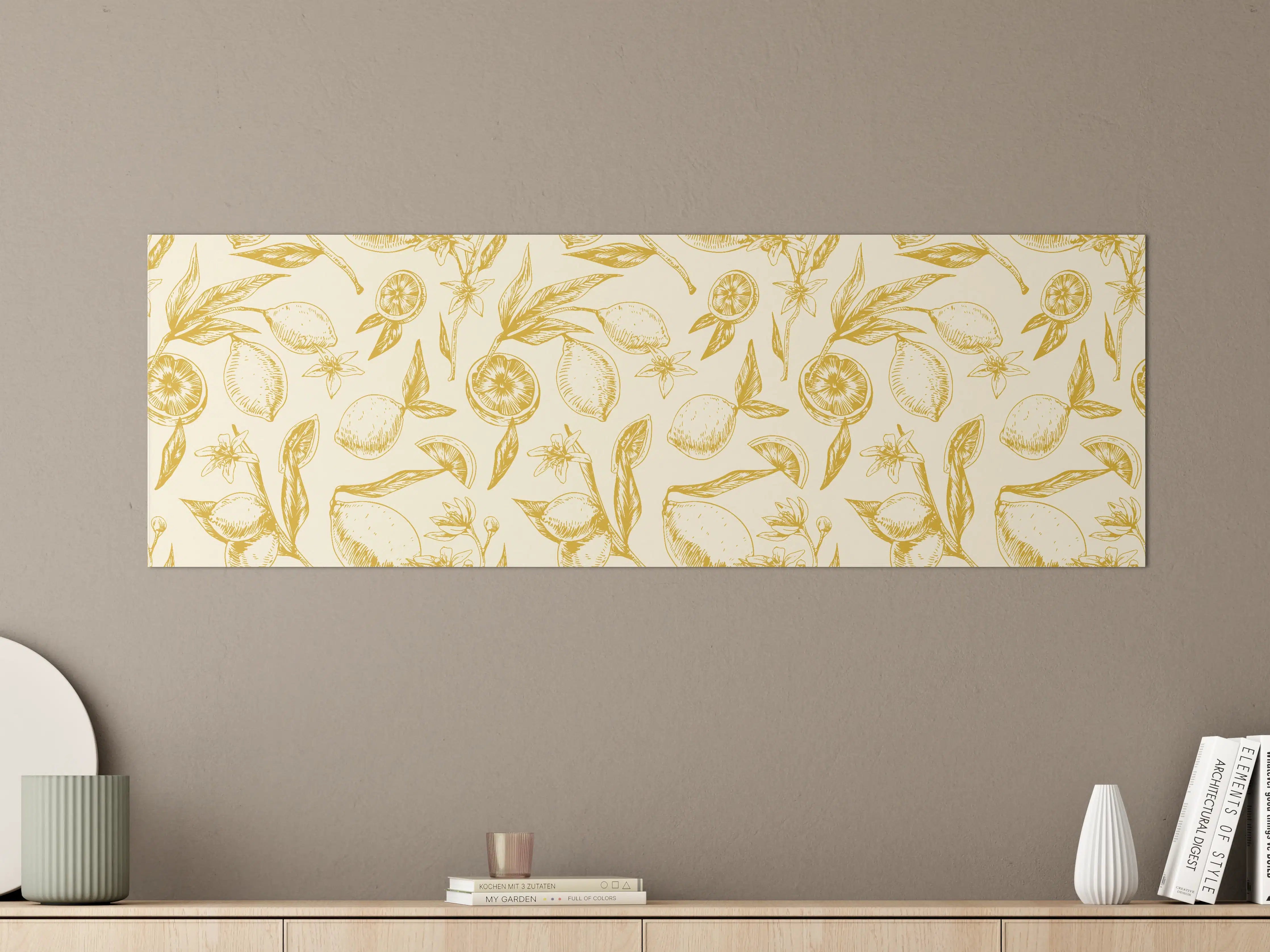 Große Wandbilder - Zitronenmuster Gelb-Beige