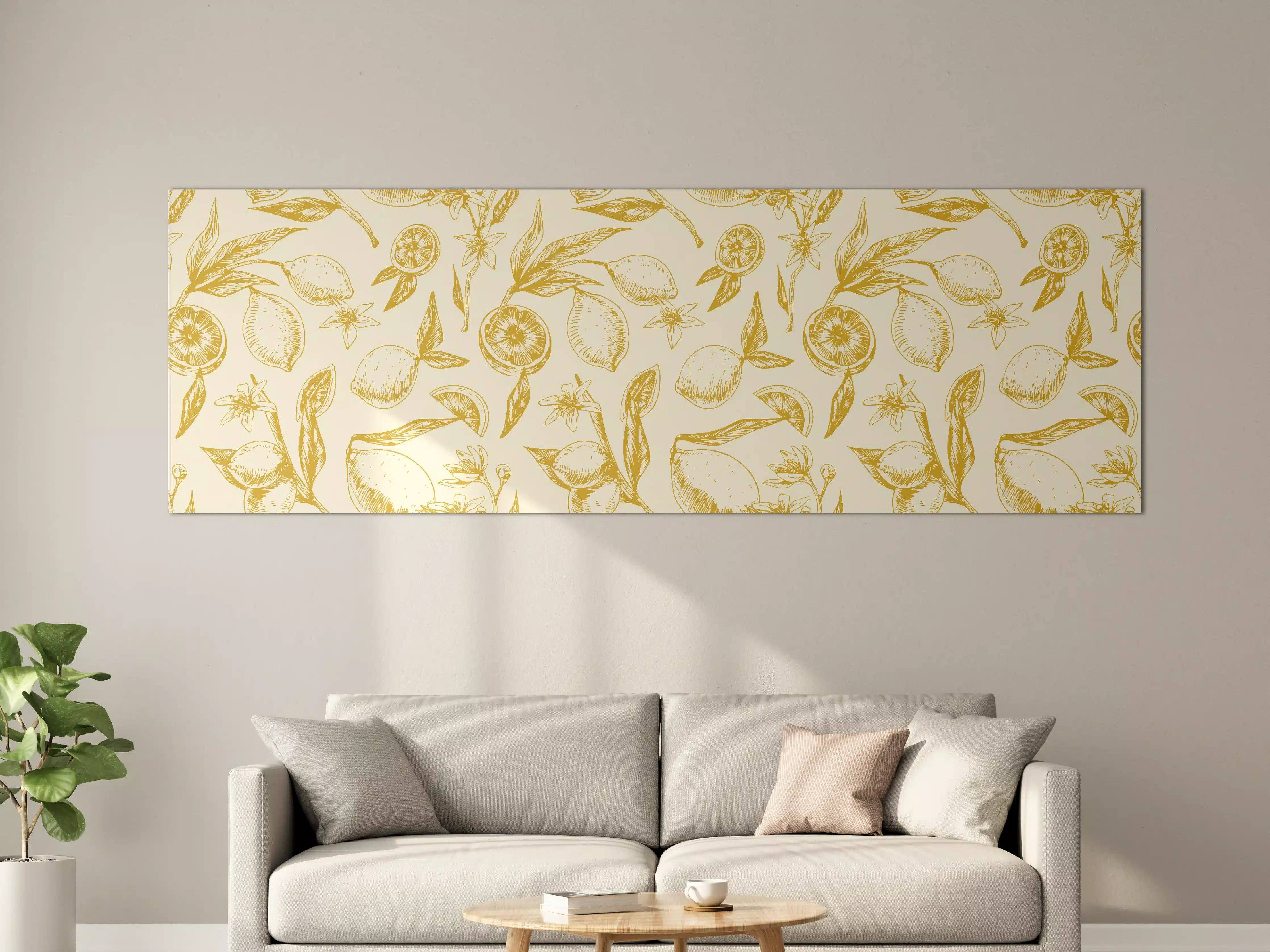 Große Wandbilder - Zitronenmuster Gelb-Beige