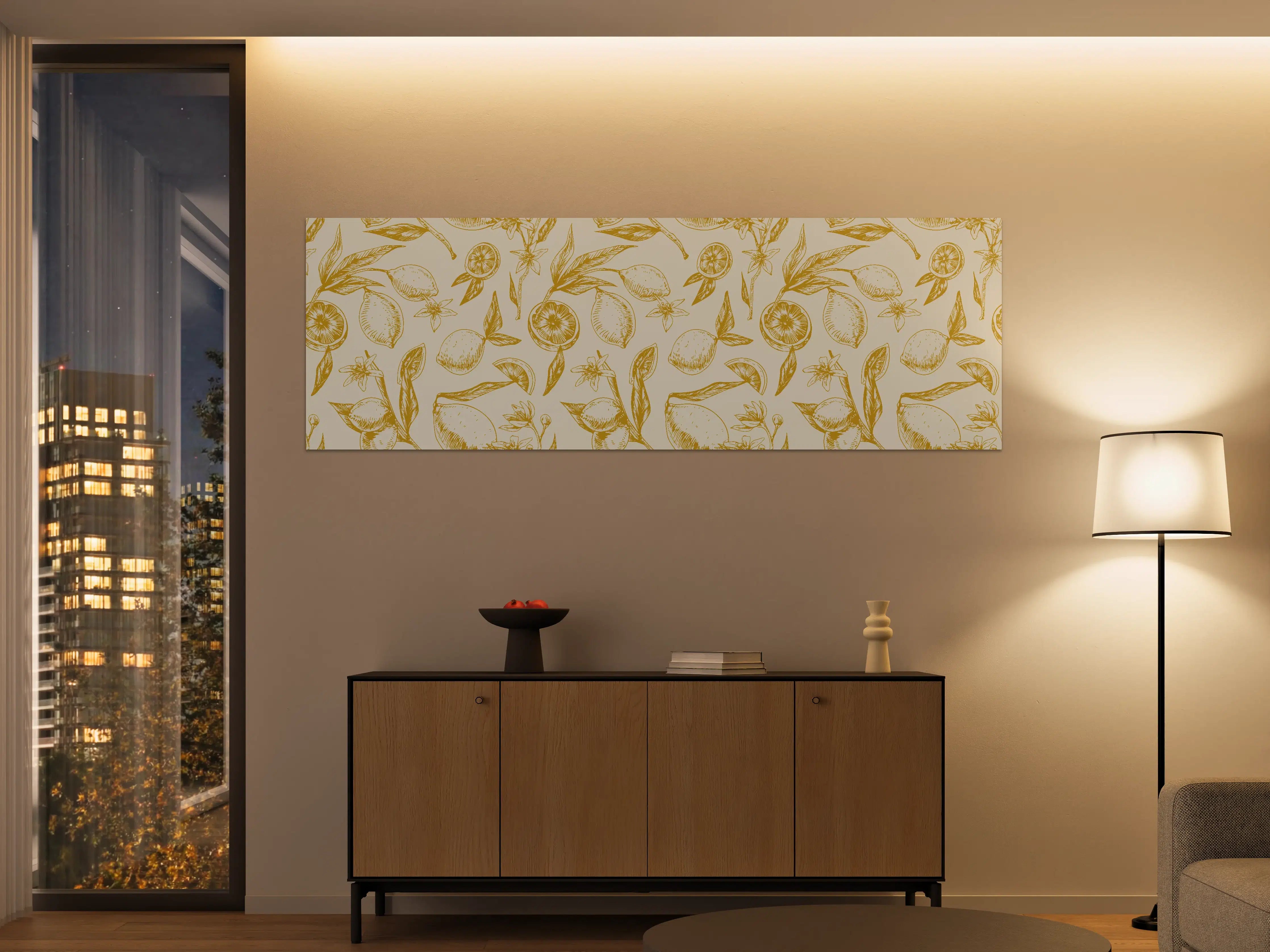 Große Wandbilder - Zitronenmuster Gelb-Beige