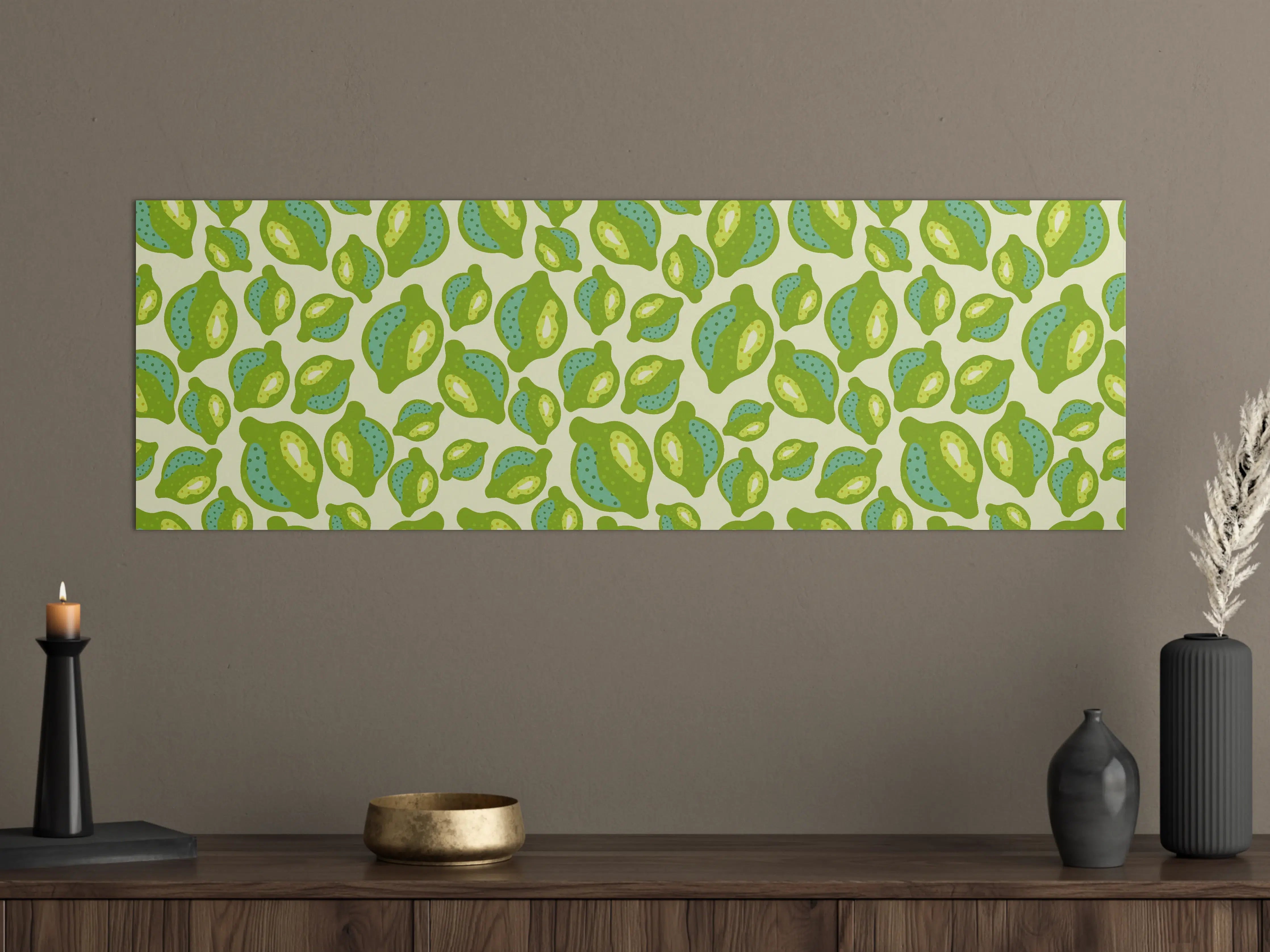 Große Wandbilder - Zitrus-Limetten-Muster Grün