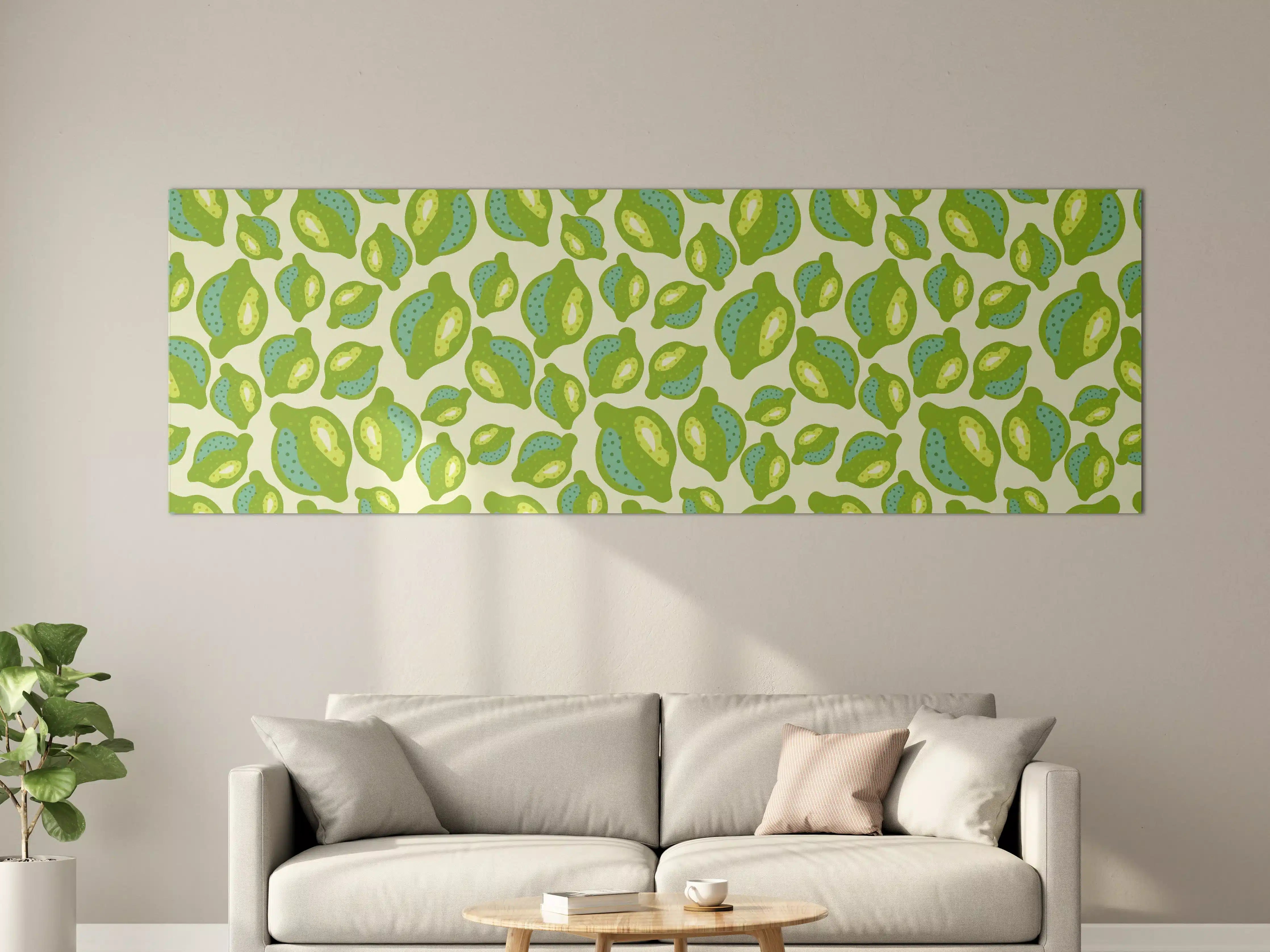 Große Wandbilder - Zitrus-Limetten-Muster Grün