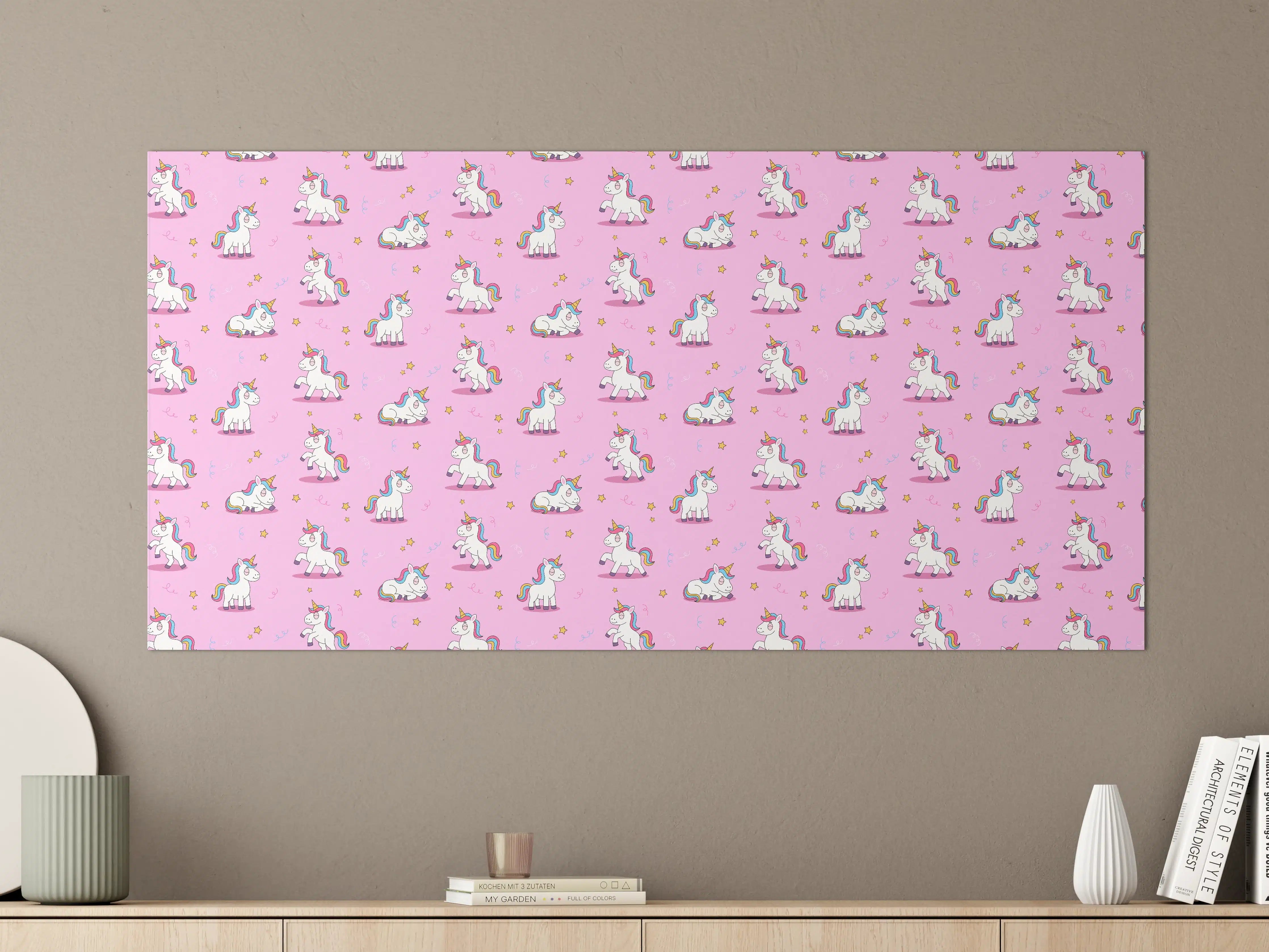 Große Wandbilder - Zuckersüße Einhorn-Welt in Pastellpink