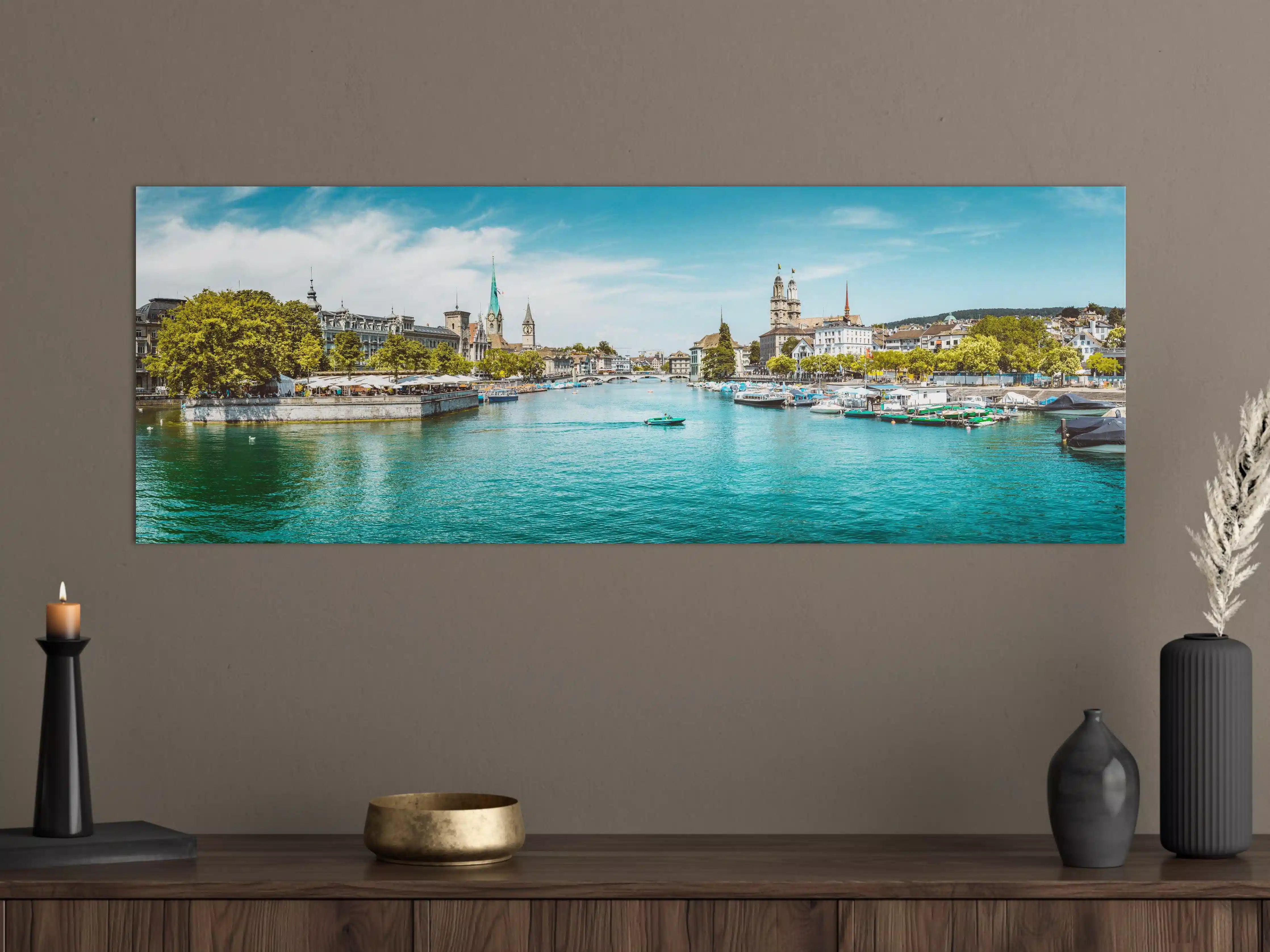 Große Wandbilder - Zürich Skyline Panorama mit Fluss Limmat