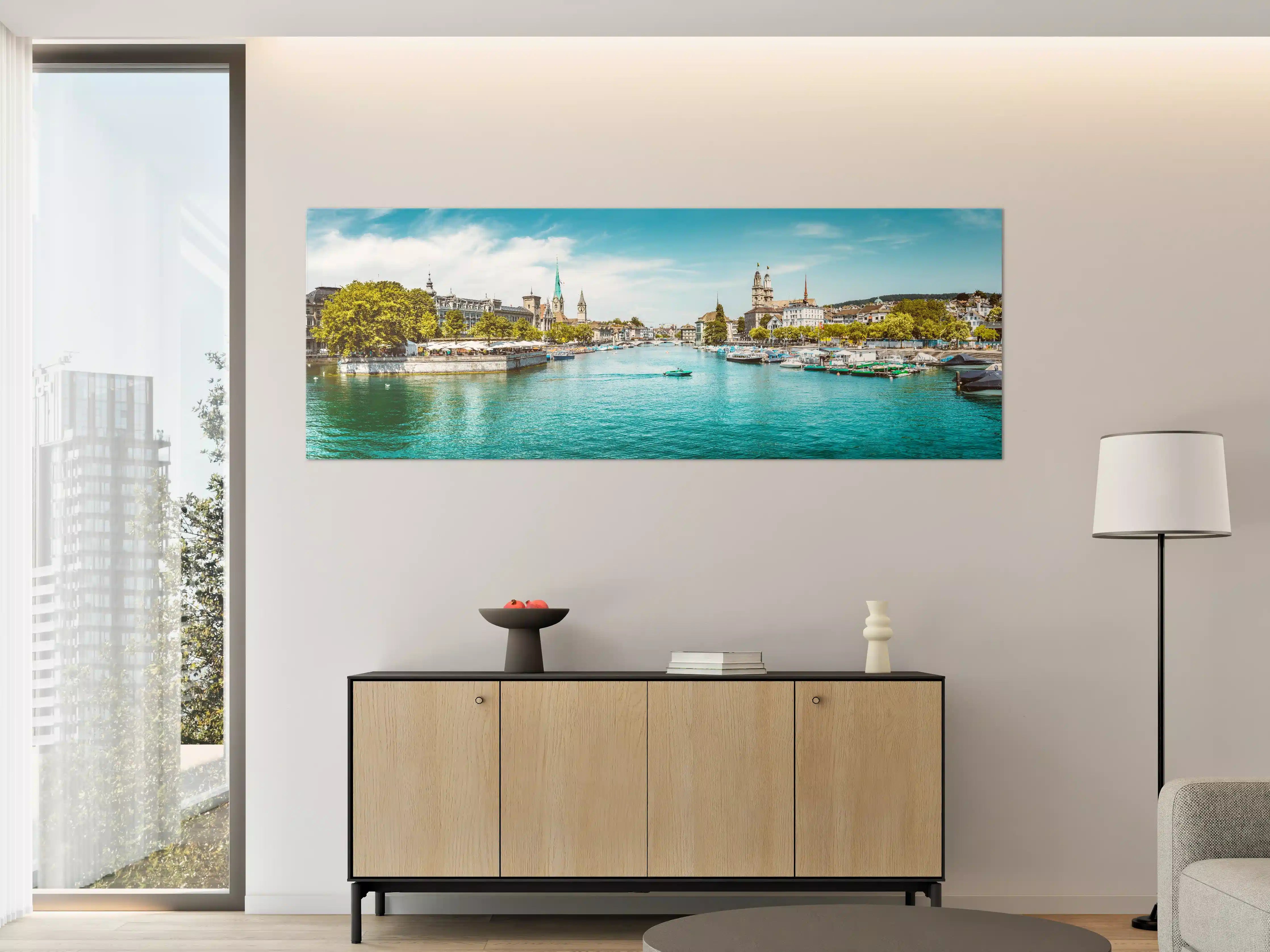 Große Wandbilder - Zürich Skyline Panorama mit Fluss Limmat