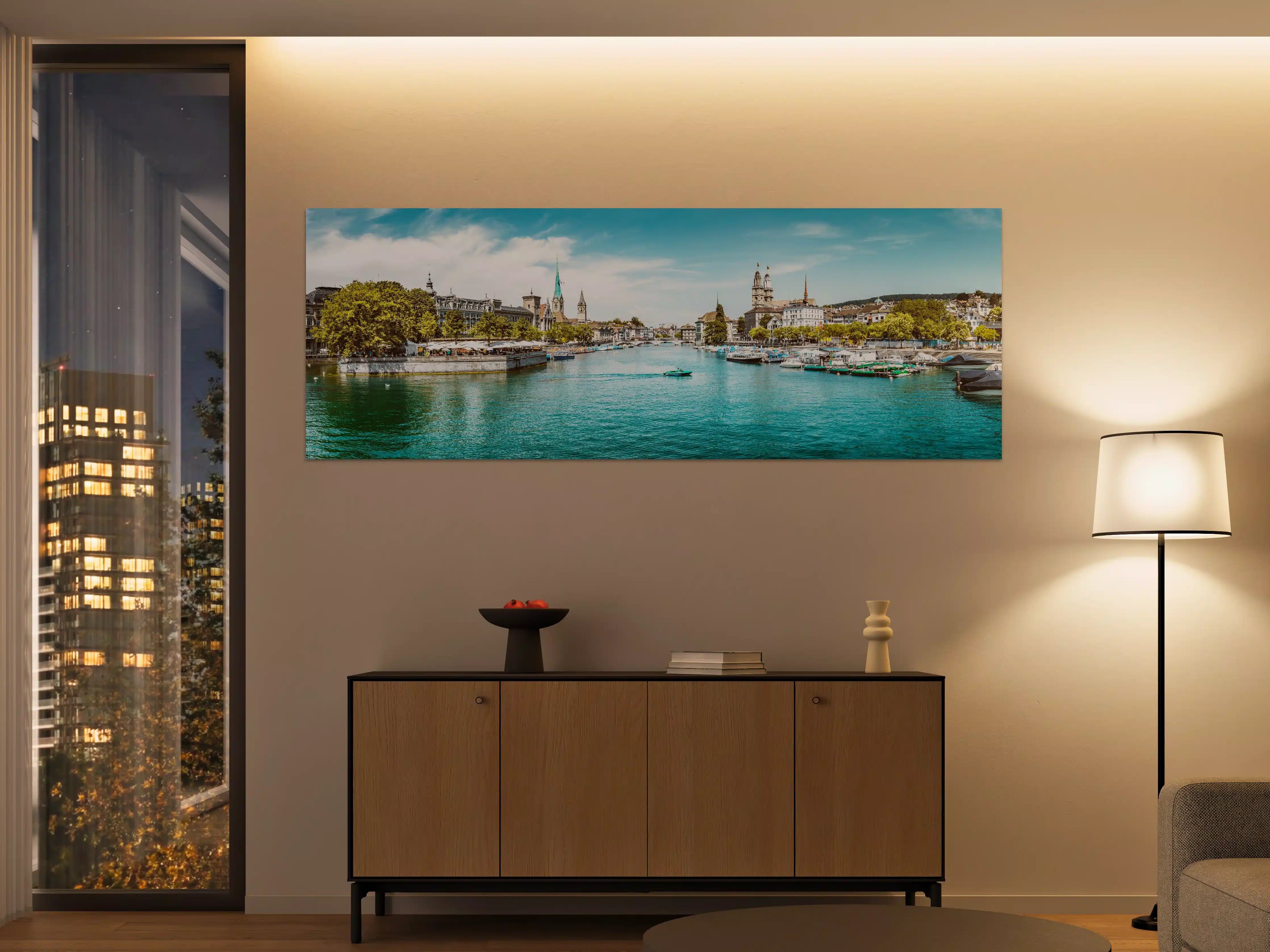Große Wandbilder - Zürich Skyline Panorama mit Fluss Limmat