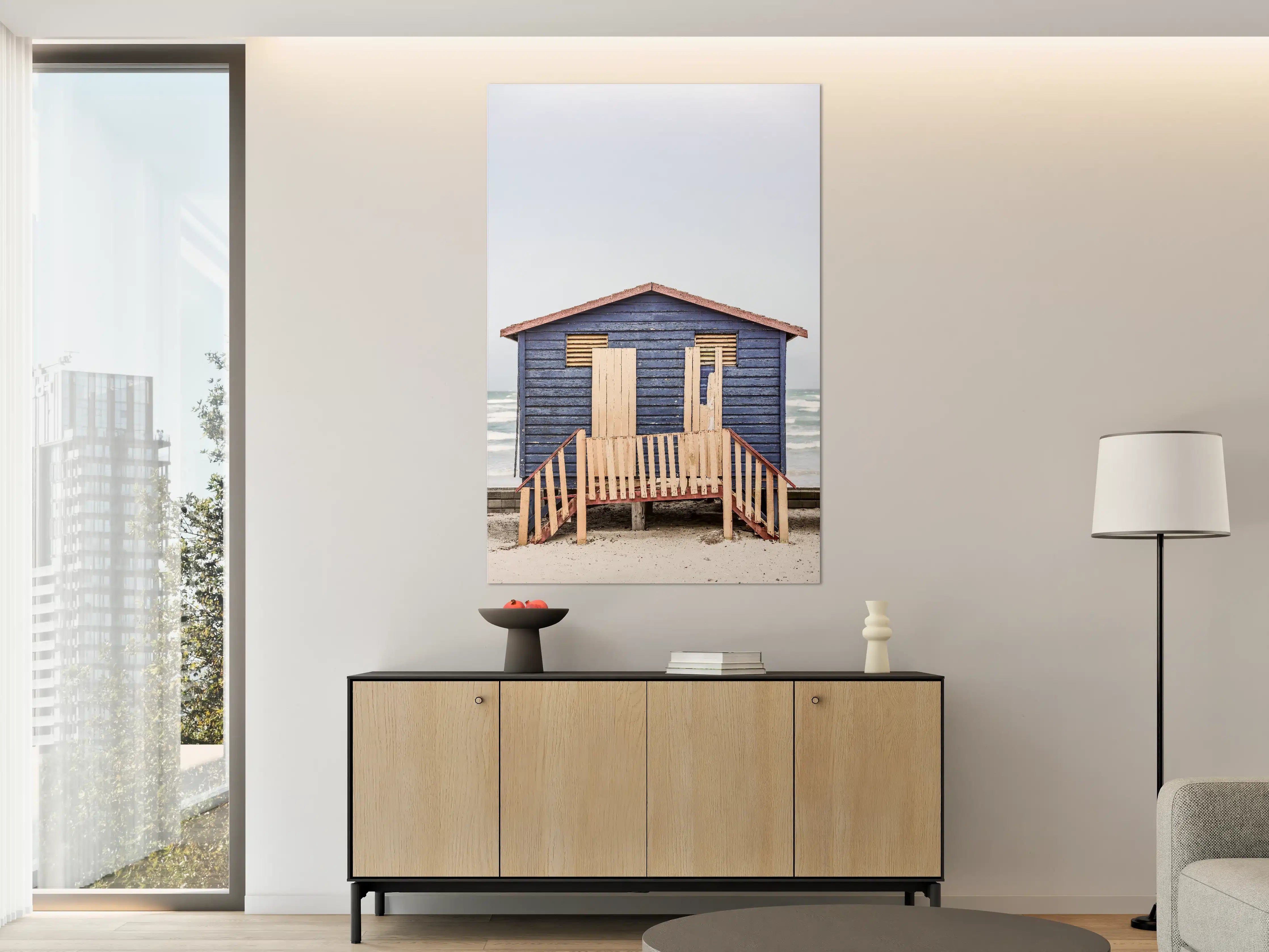 Große Wandbilder - "Edle Grau-Weiß Marmorstruktur Wandbild - Modernes Deko Gemälde"