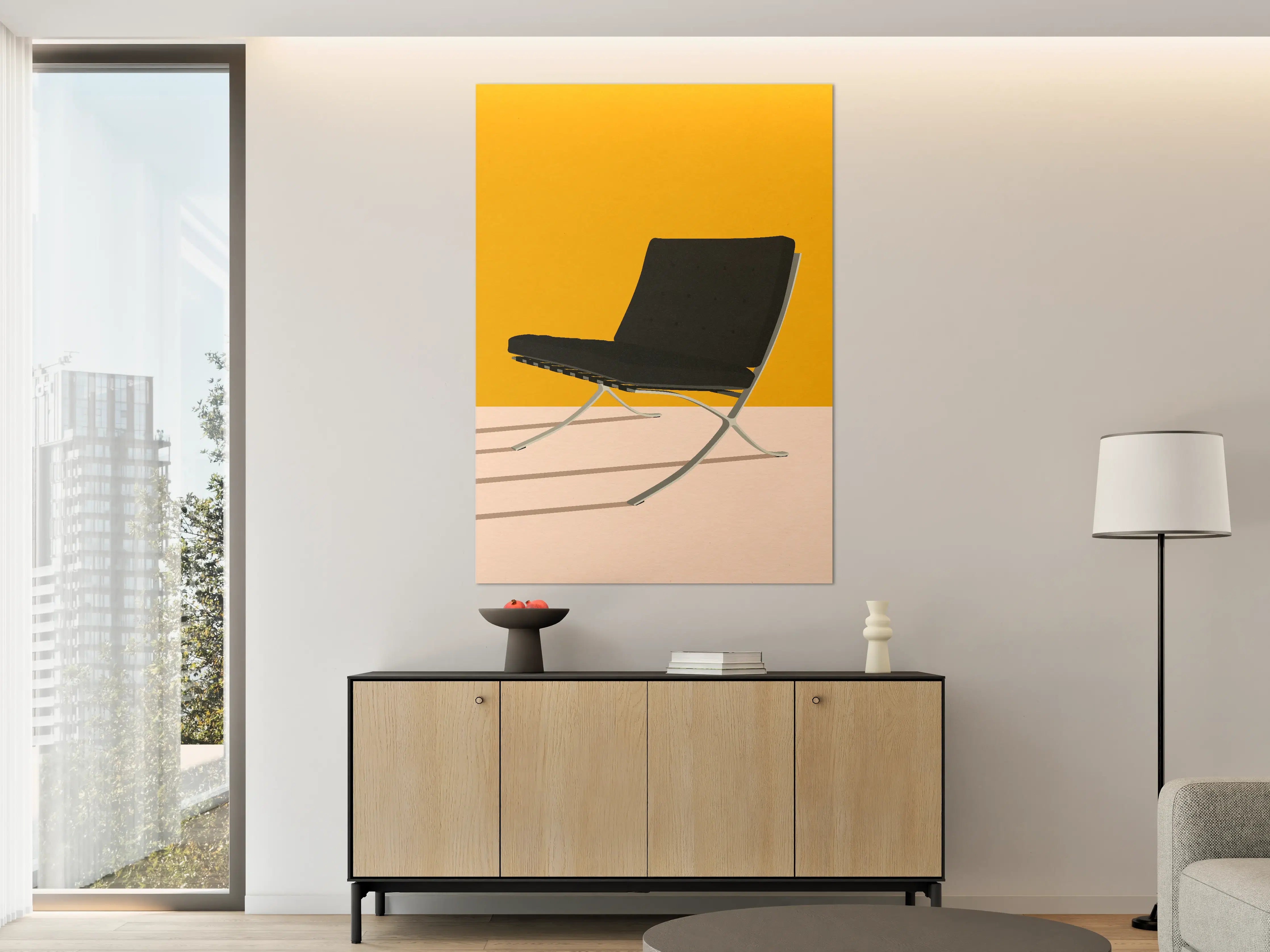 Große Wandbilder - "Moderne weiße Keramikvase mit goldenen Akzenten - Exklusives Wohnaccessoire"