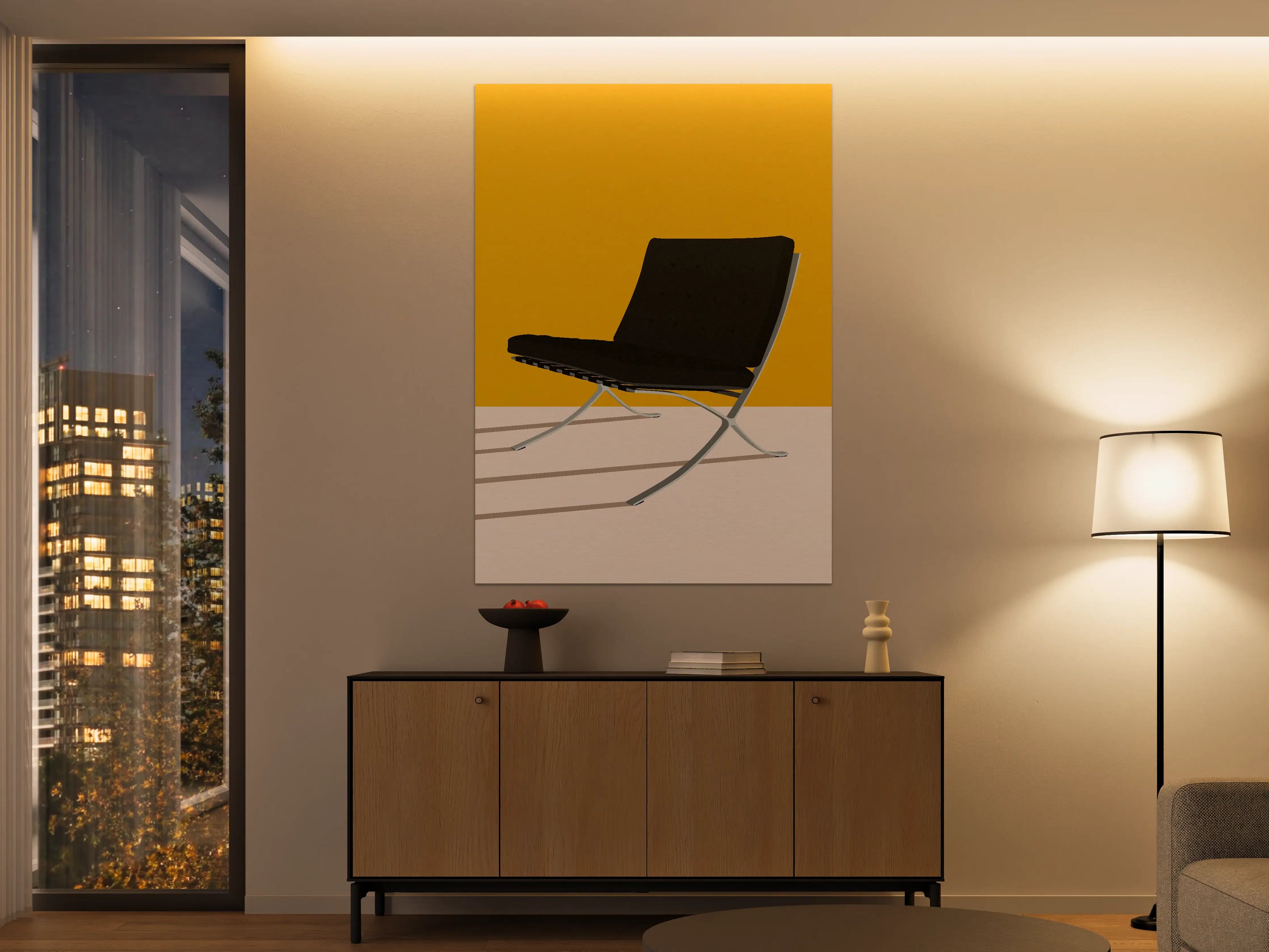Große Wandbilder - "Moderne weiße Keramikvase mit goldenen Akzenten - Exklusives Wohnaccessoire"
