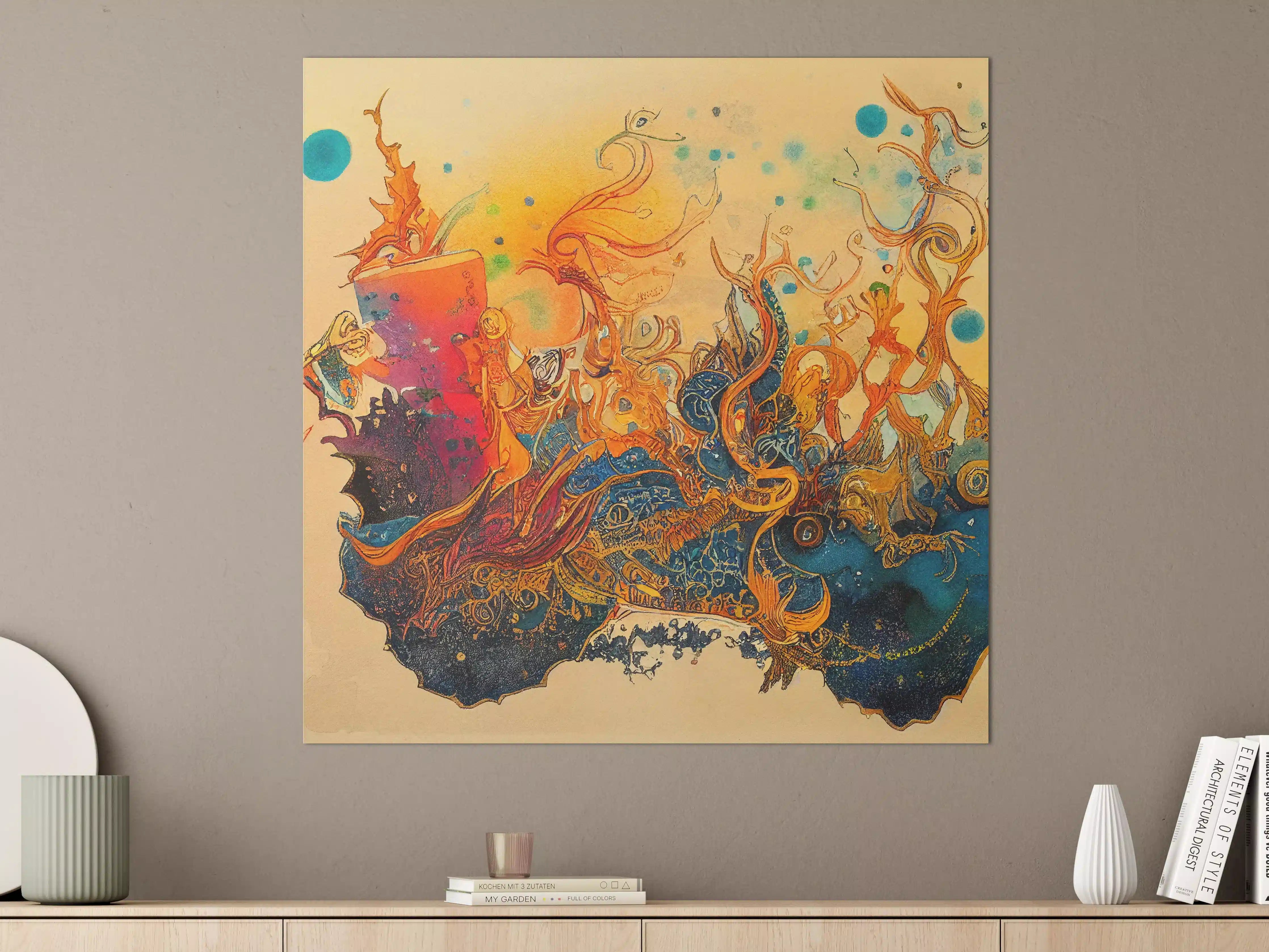 Große Wandbilder - abstrakte bunte Aquarell-Design Illustration