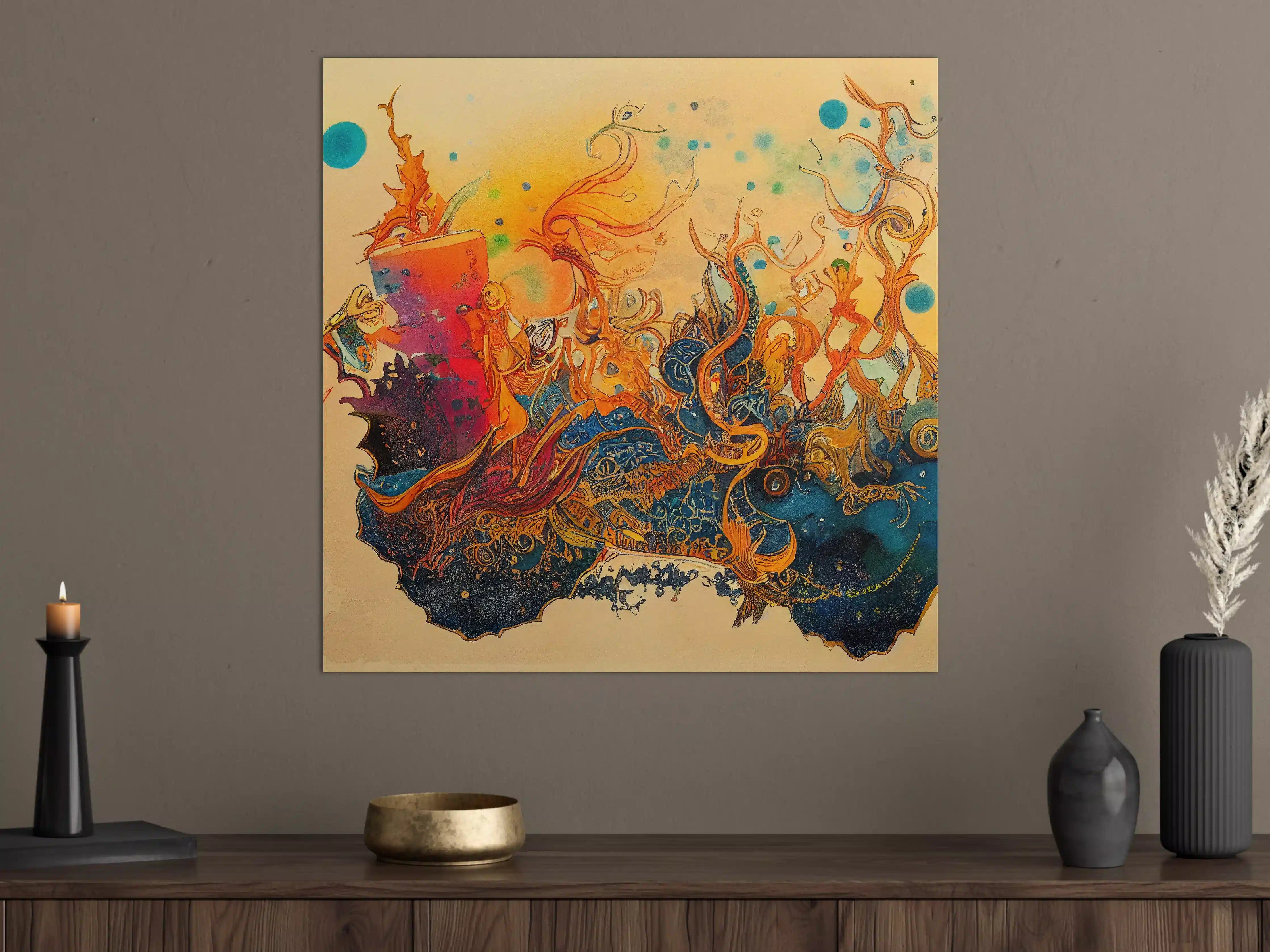 Große Wandbilder - abstrakte bunte Aquarell-Design Illustration