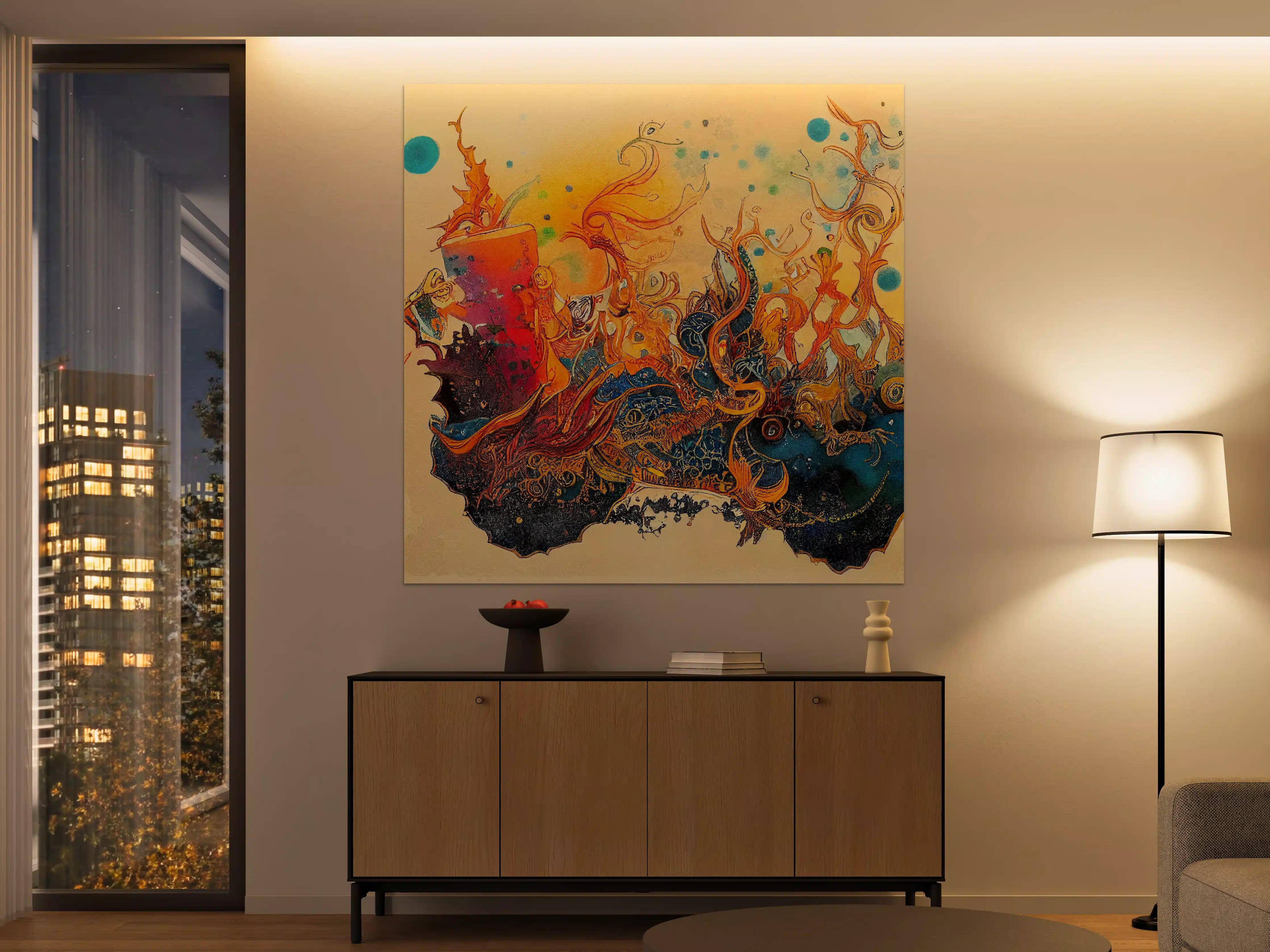 Große Wandbilder - abstrakte bunte Aquarell-Design Illustration