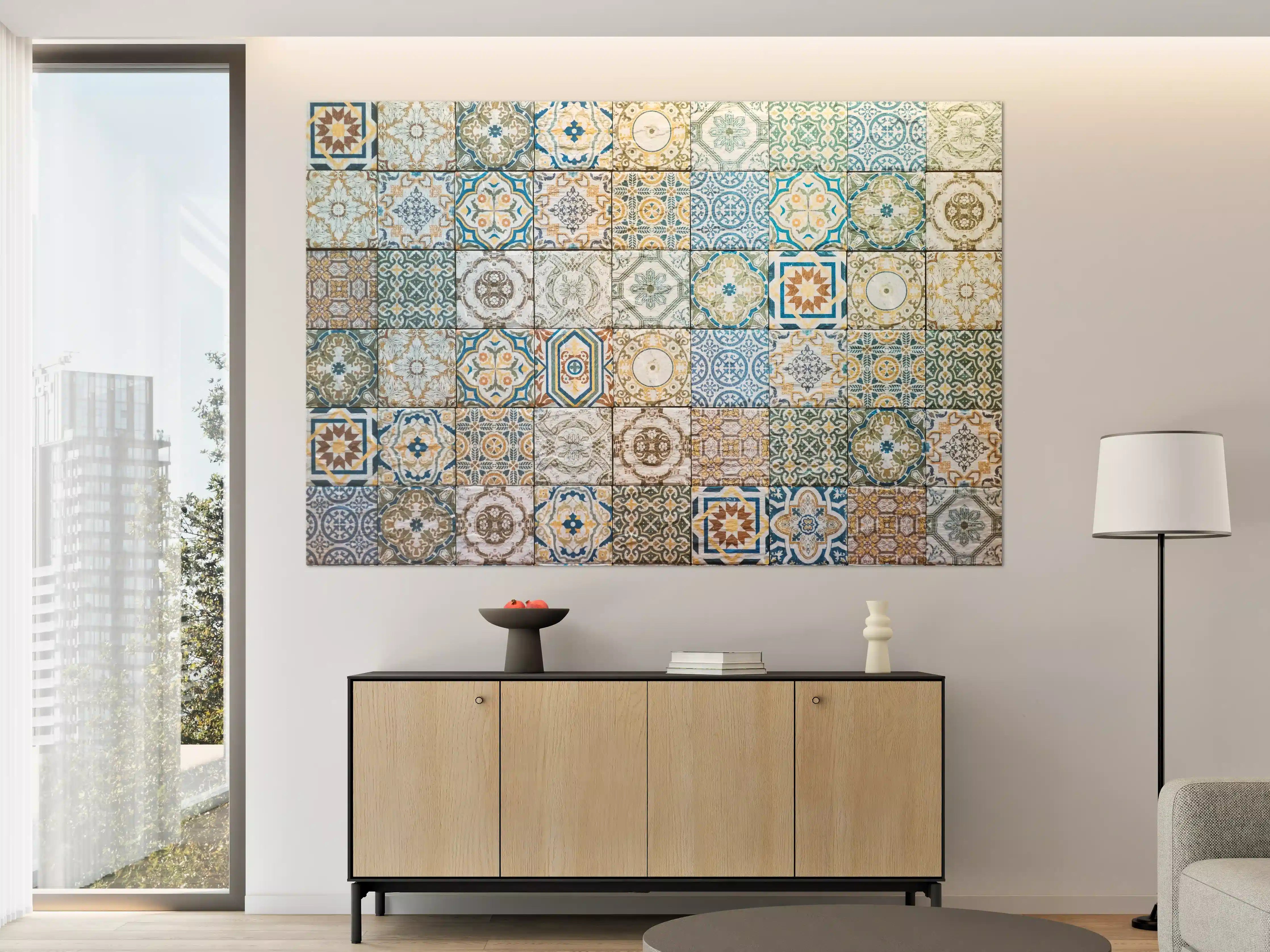 Große Wandbilder - buntes Mosaik im spanischen Stil