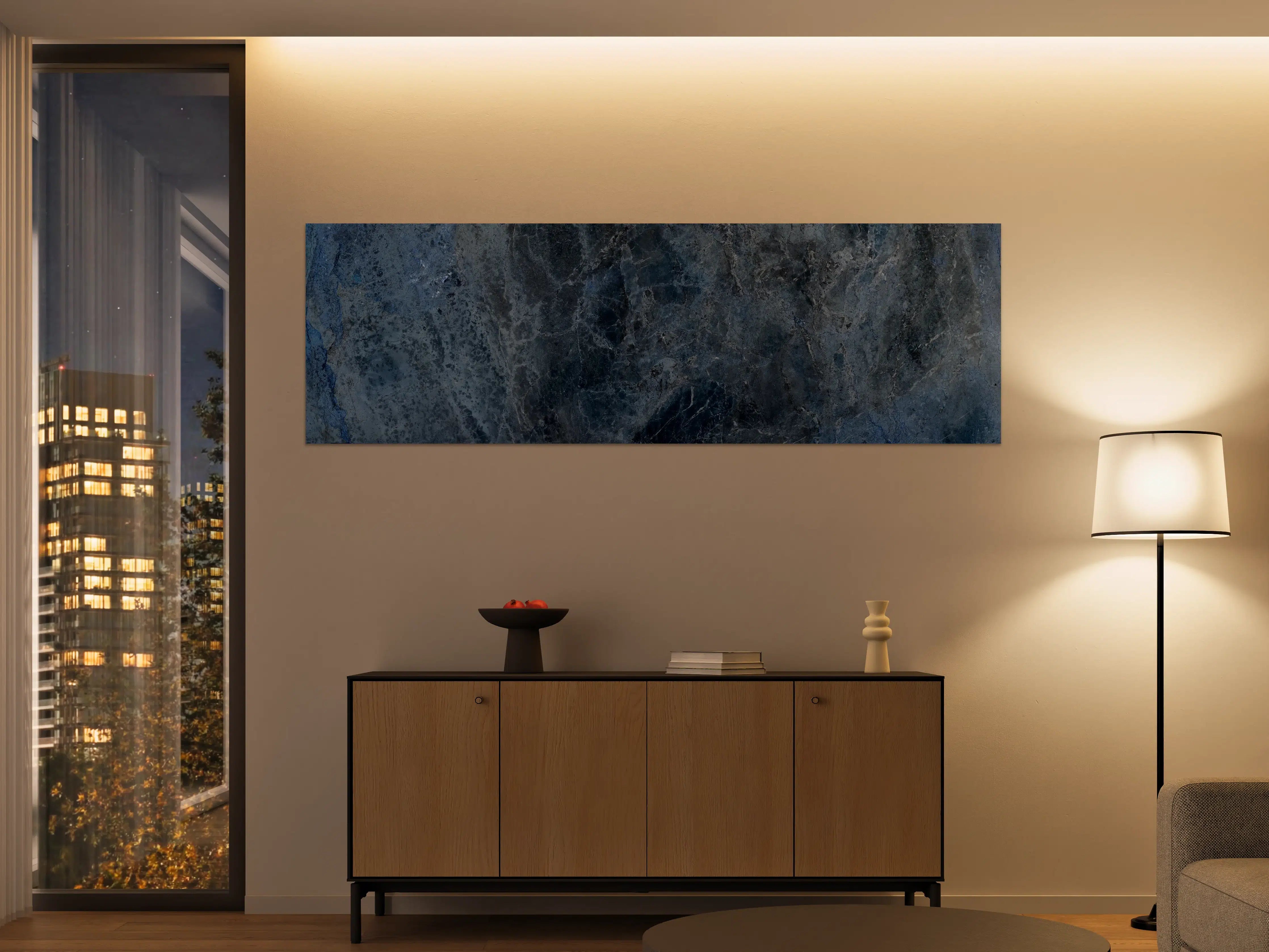 Große Wandbilder - dunkelblaue Marmor Steinstruktur