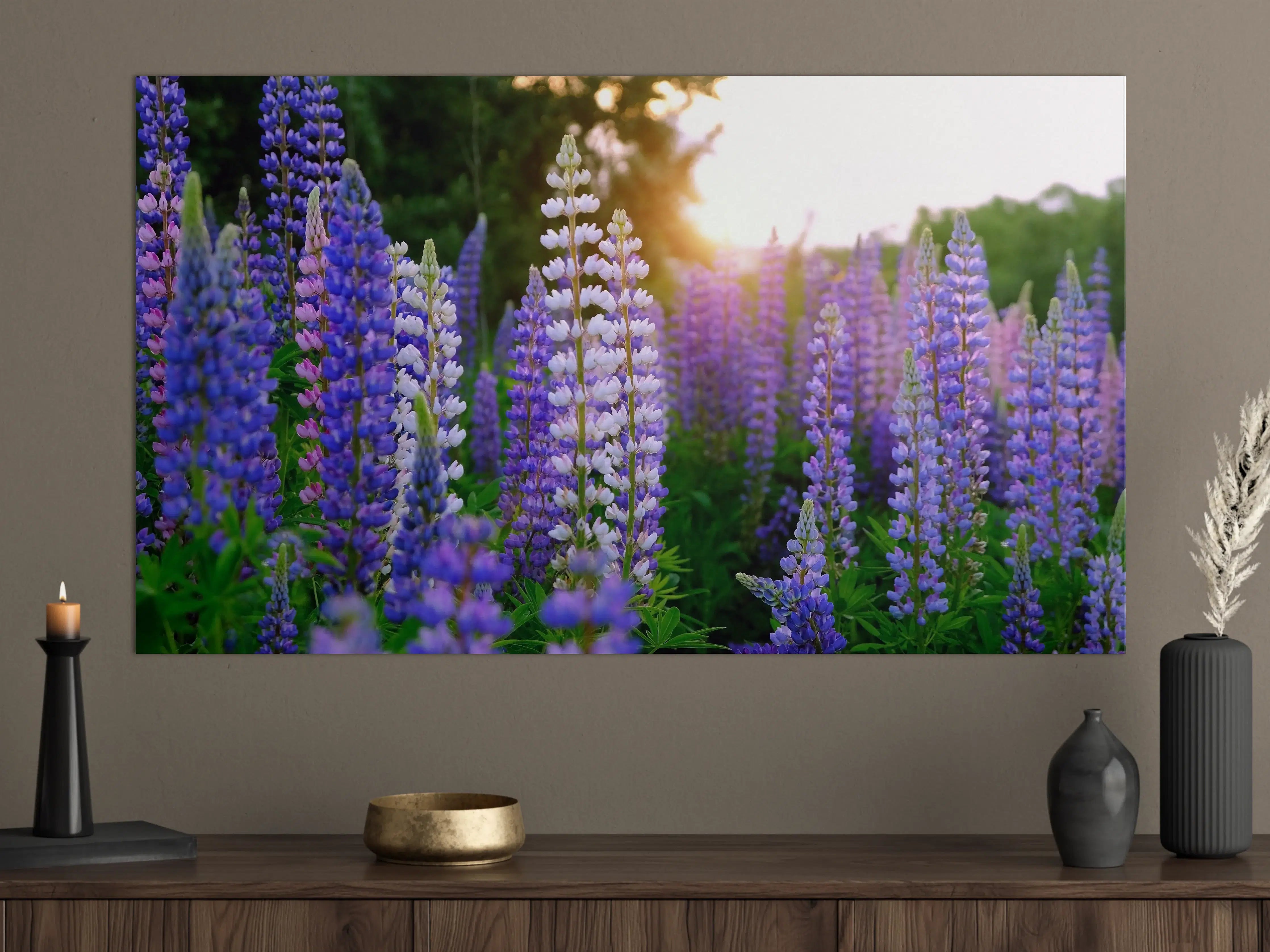 Große Wandbilder - lila-rosa Lupine Blumen 