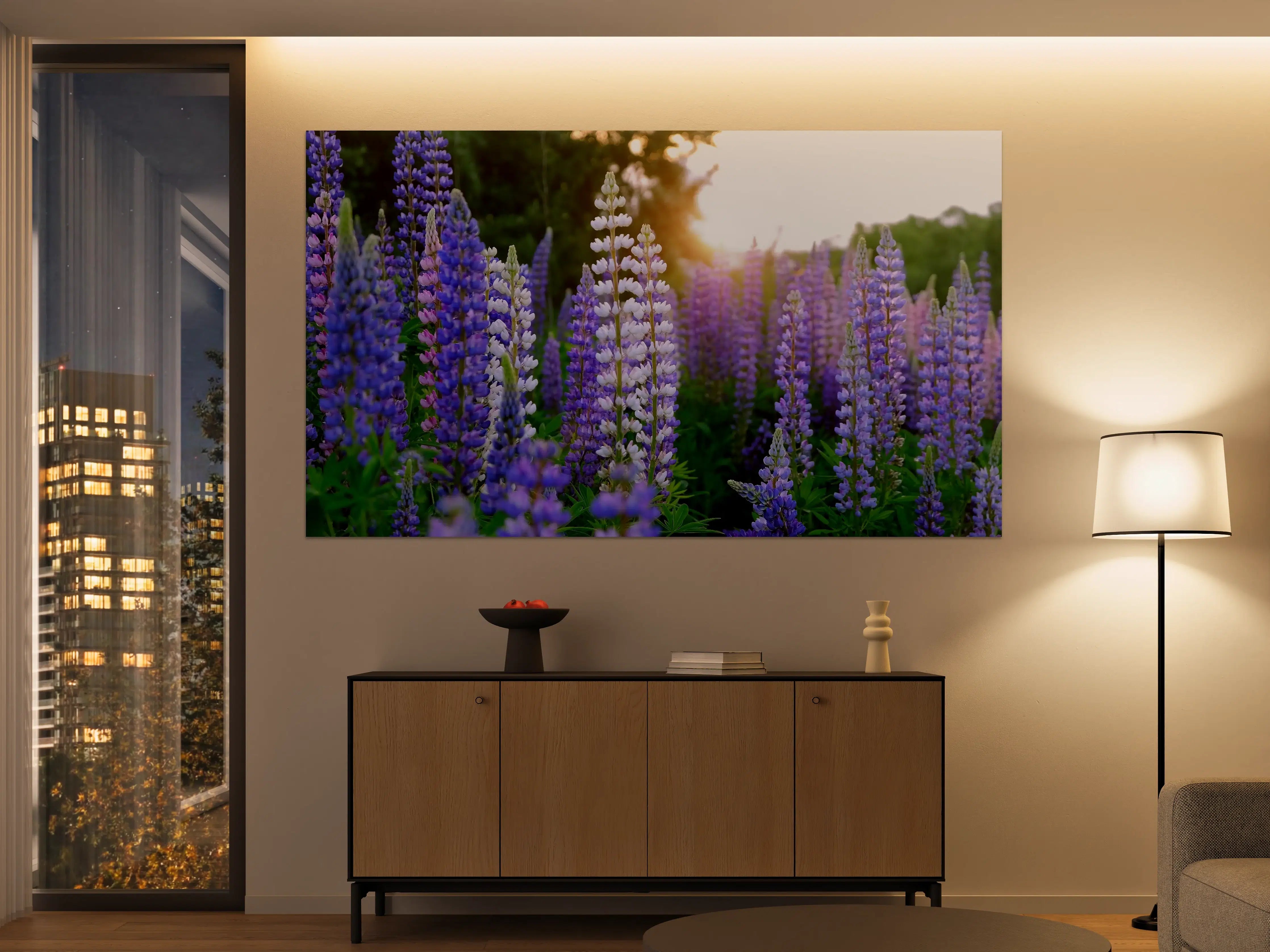 Große Wandbilder - lila-rosa Lupine Blumen 