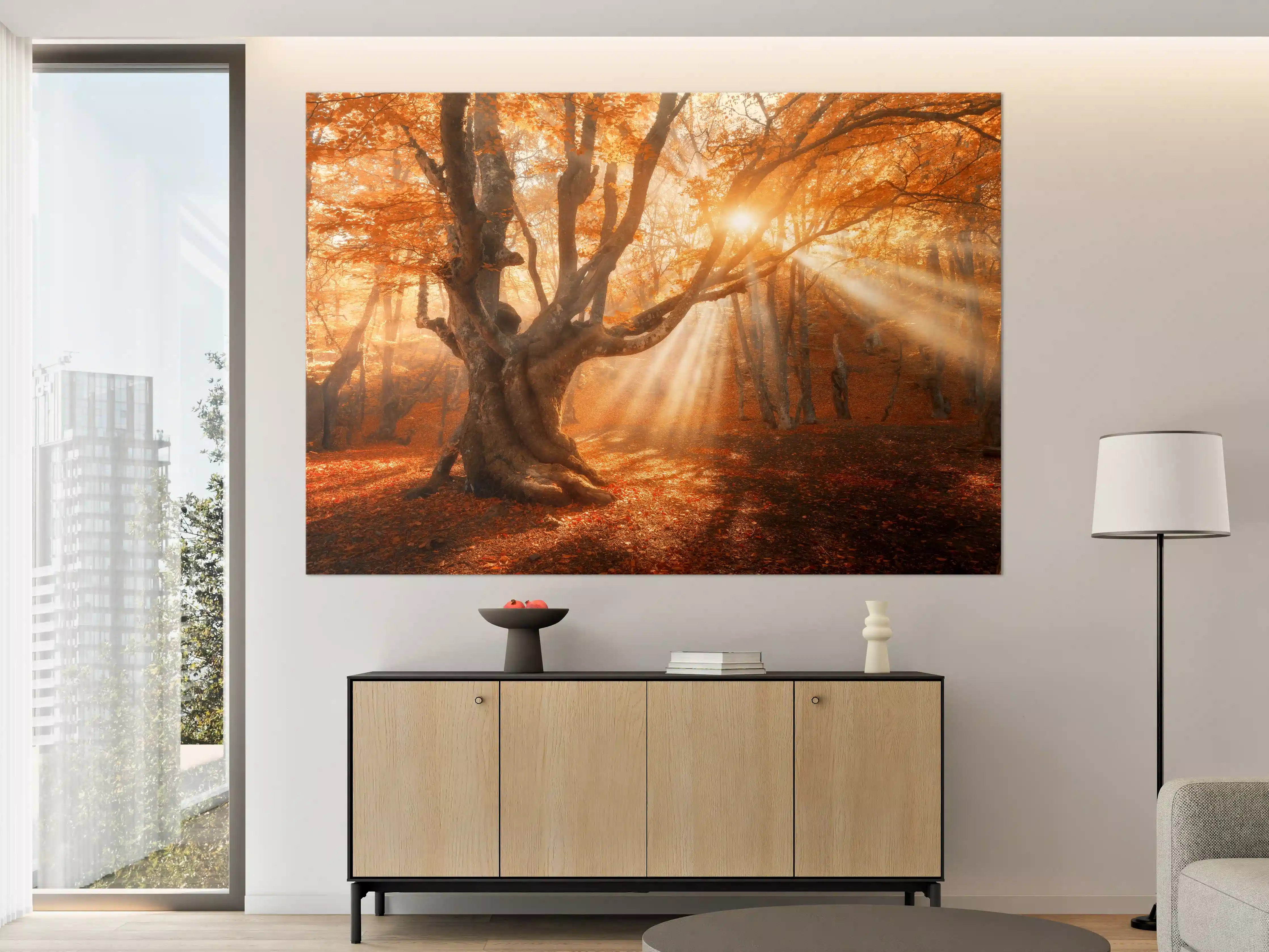 Große Wandbilder - magischer alter Baum im Herbst