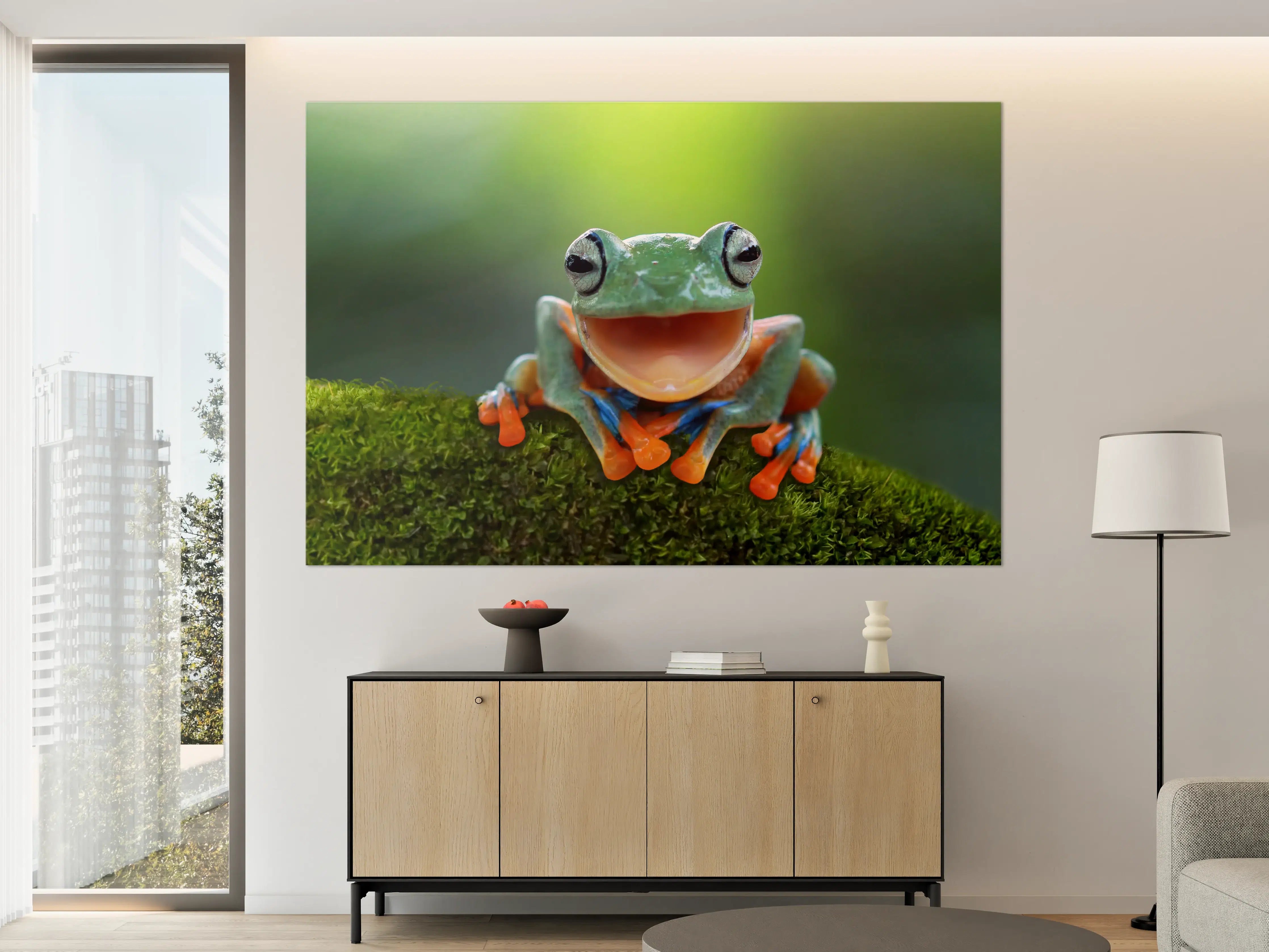 Große Wandbilder - niedlicher Laubfrosch in Nahaufnahme