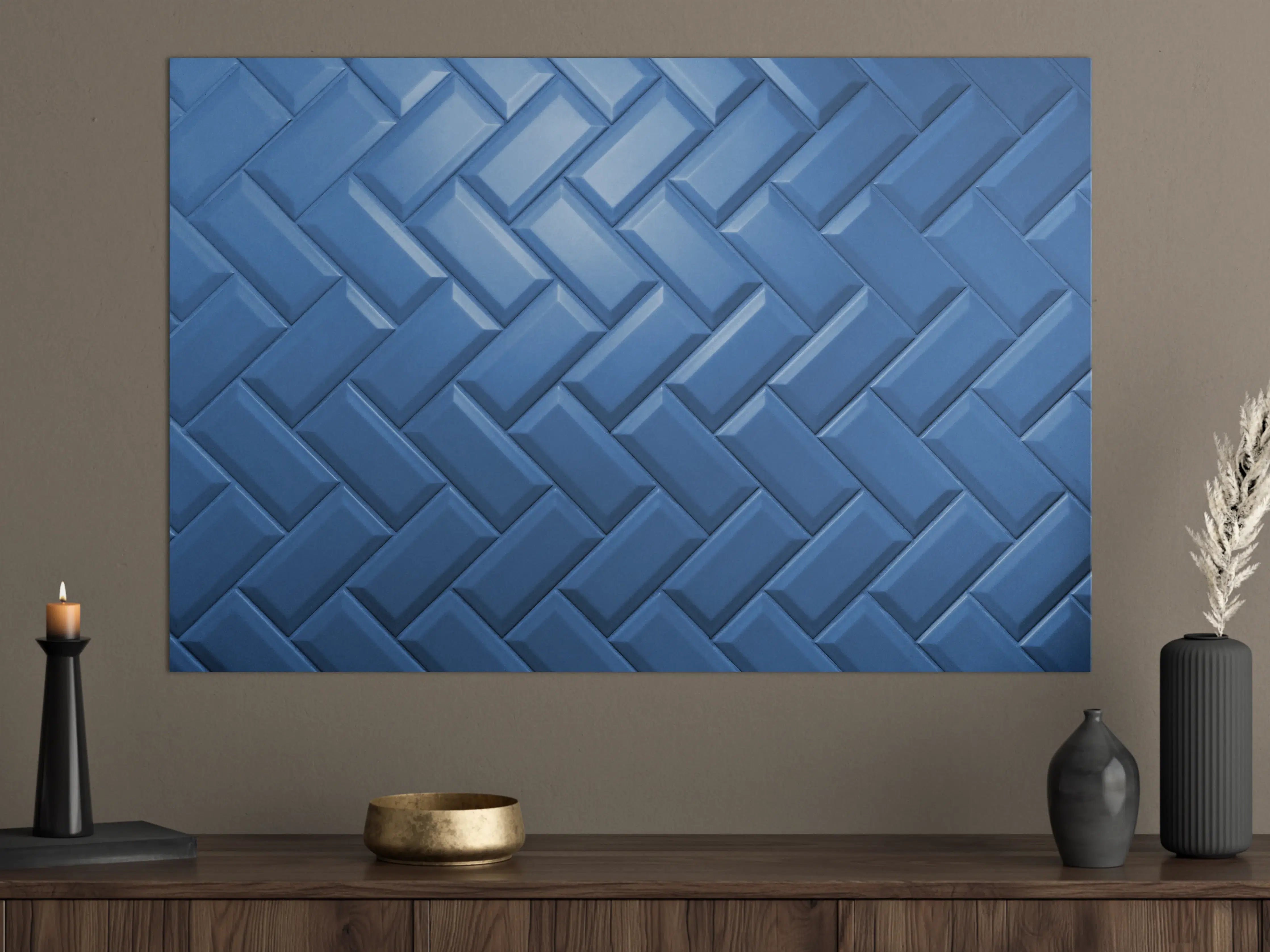 Große Wandbilder - phantomblaue matte Keramikfliesen