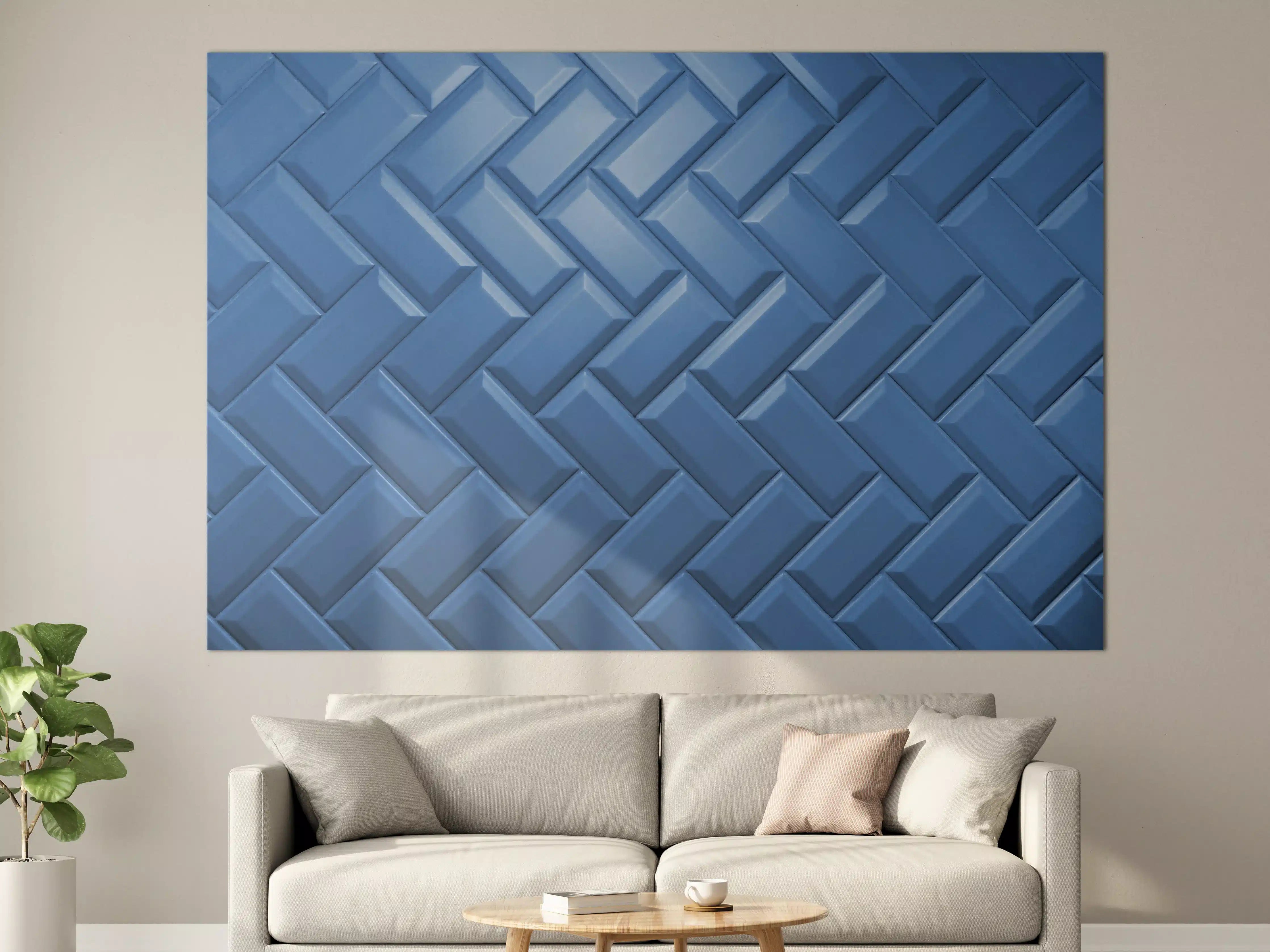 Große Wandbilder - phantomblaue matte Keramikfliesen