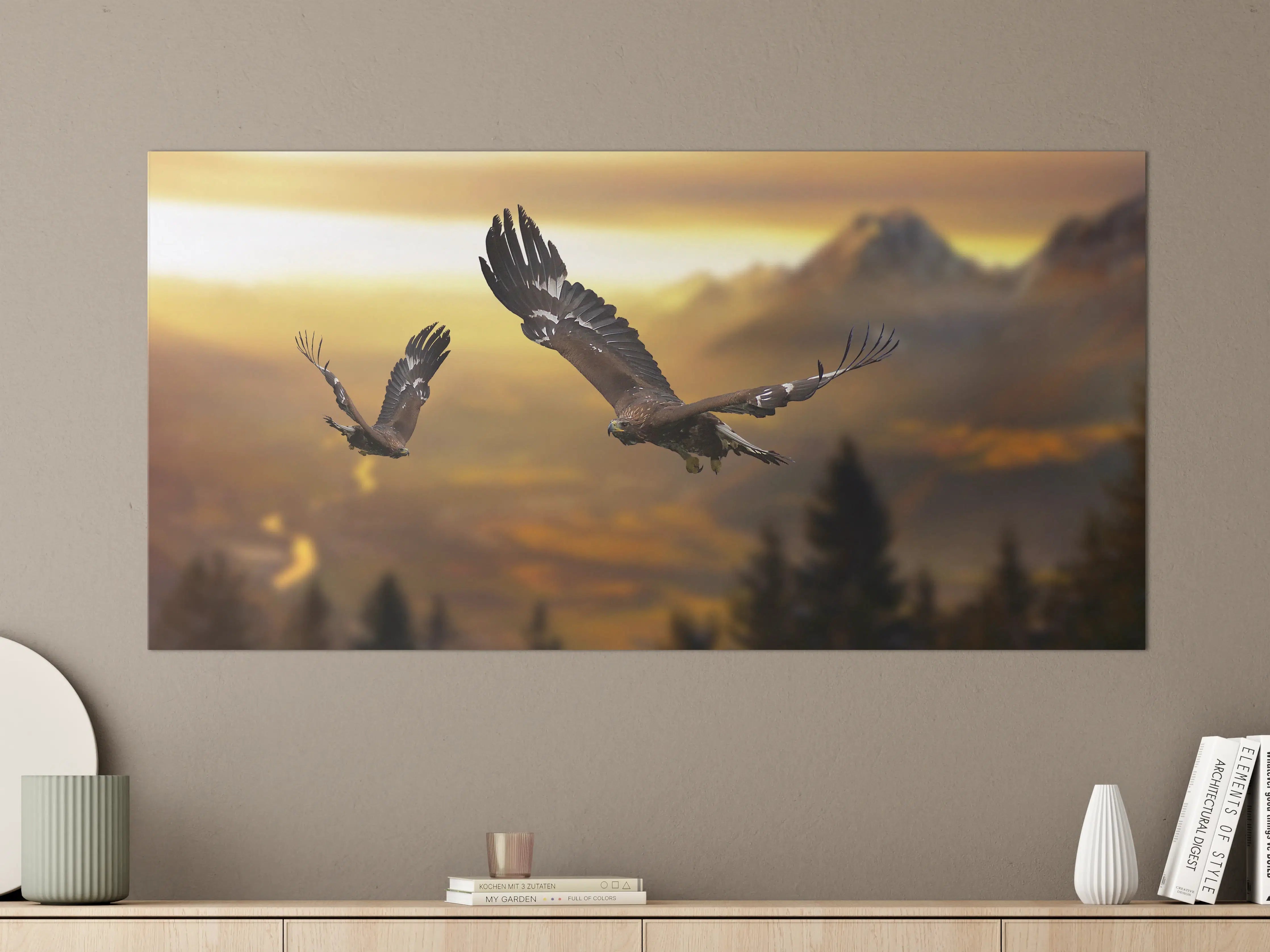 Große Wandbilder - prachtvolle Steinadler im Flug