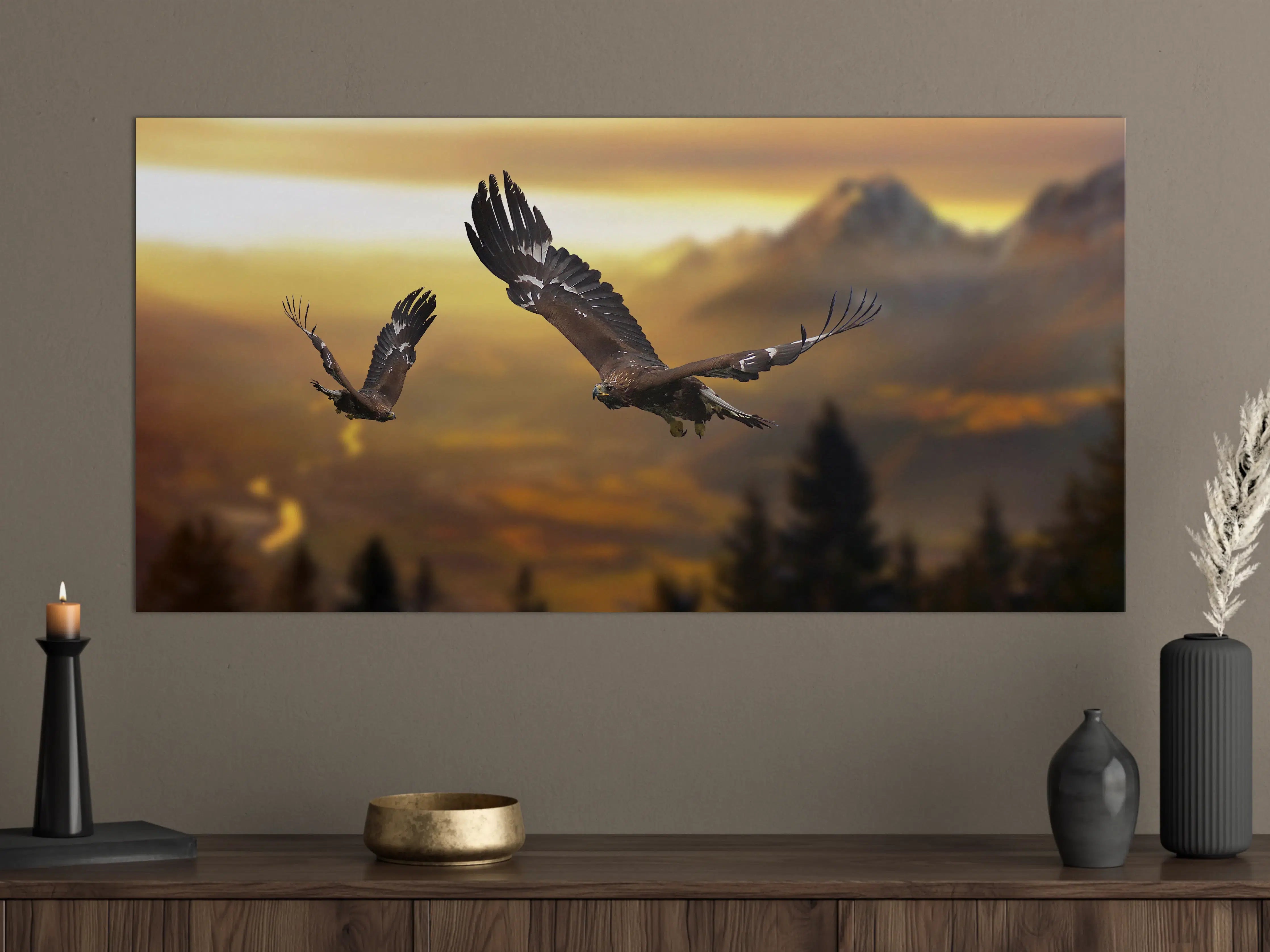 Große Wandbilder - prachtvolle Steinadler im Flug