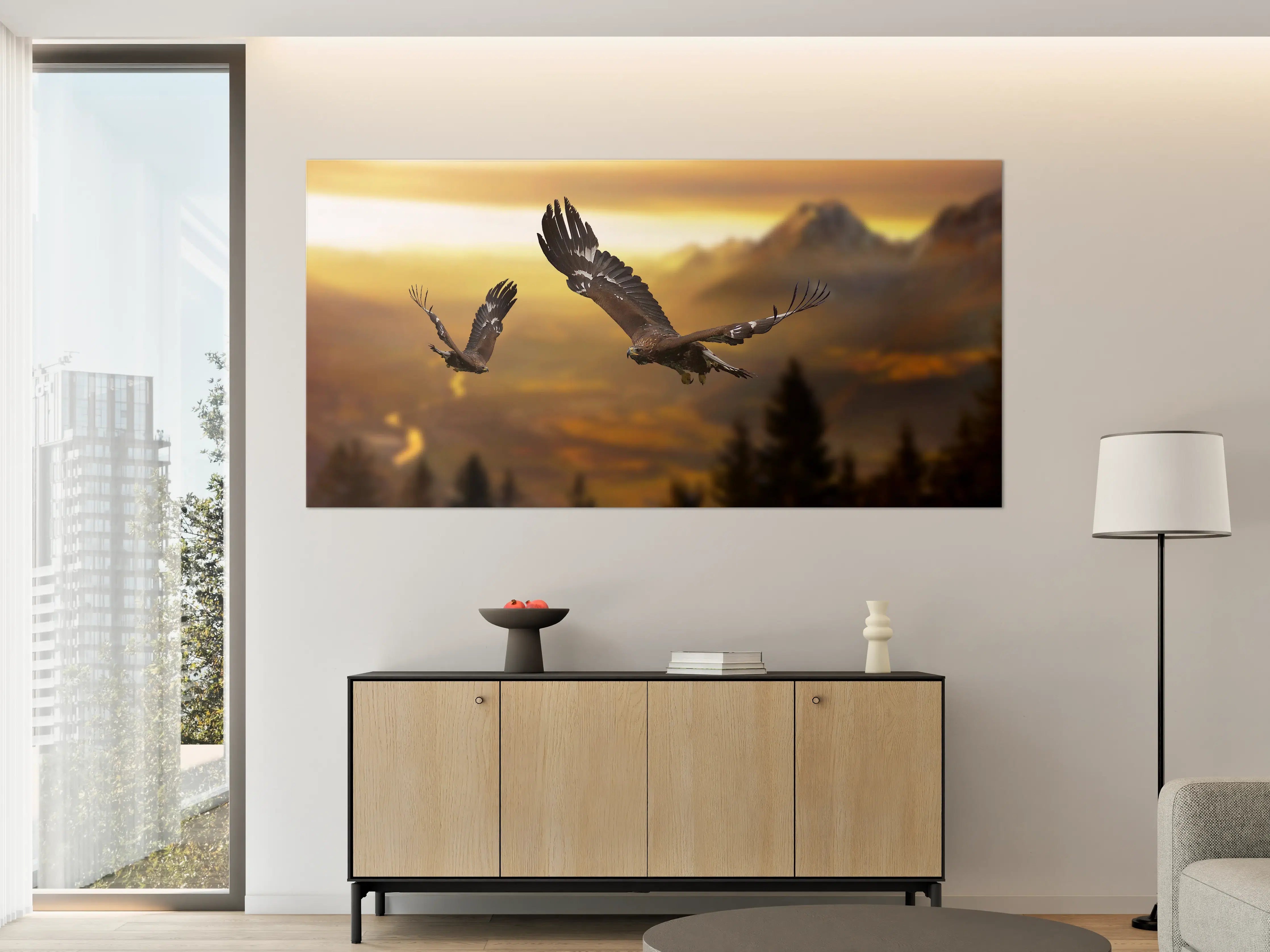 Große Wandbilder - prachtvolle Steinadler im Flug