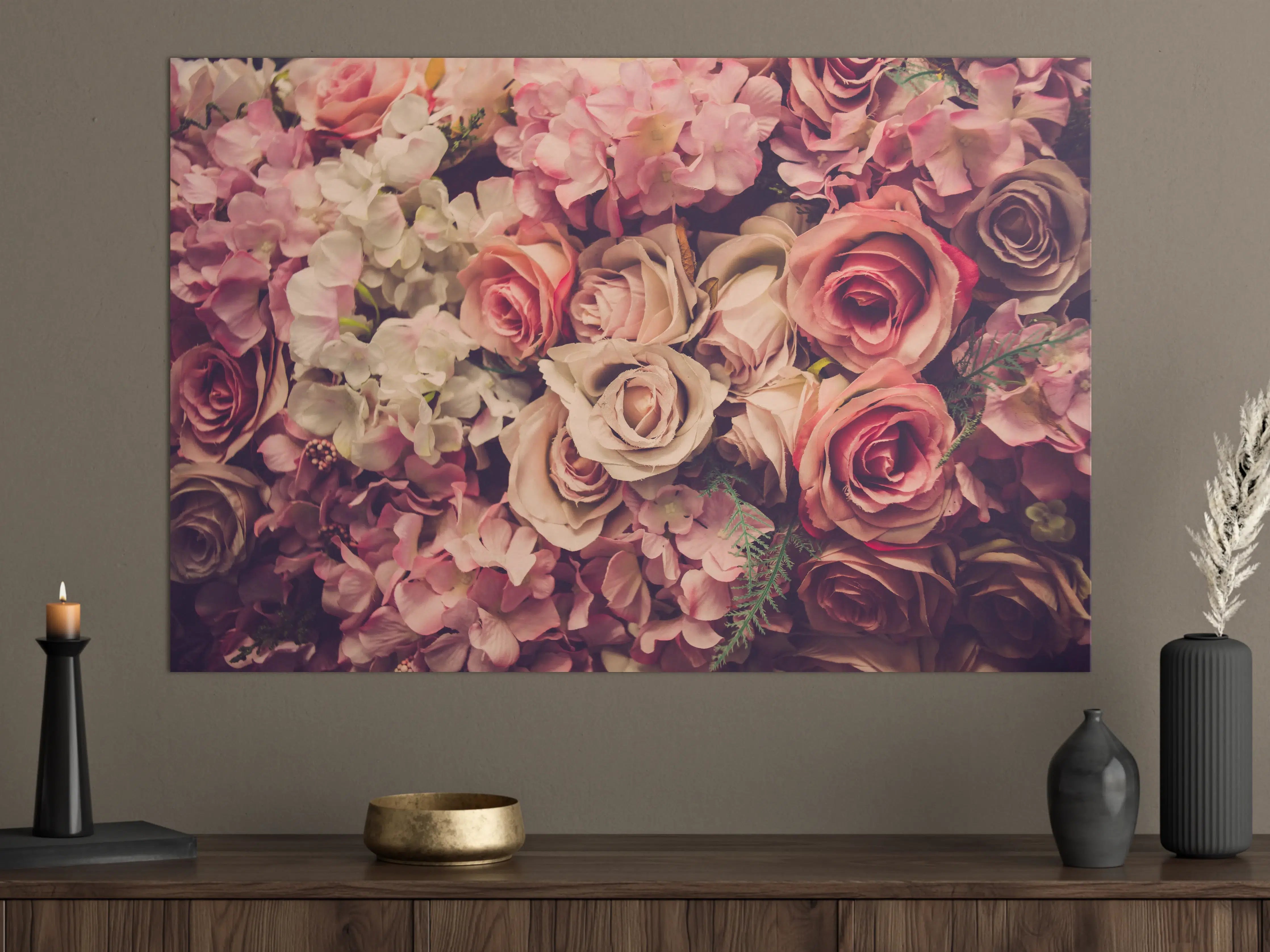 Große Wandbilder - retro rosa Rosen 