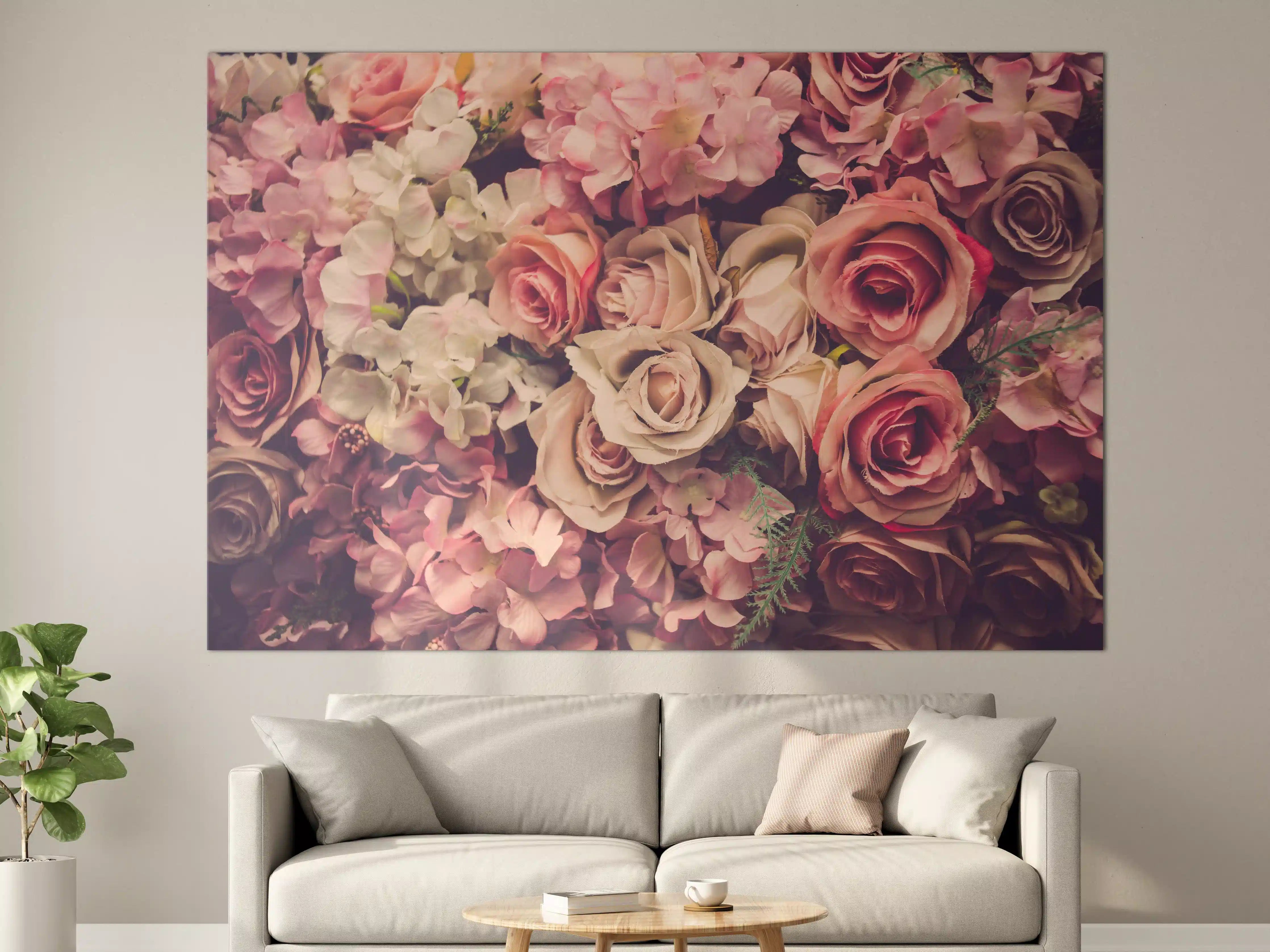 Große Wandbilder - retro rosa Rosen 