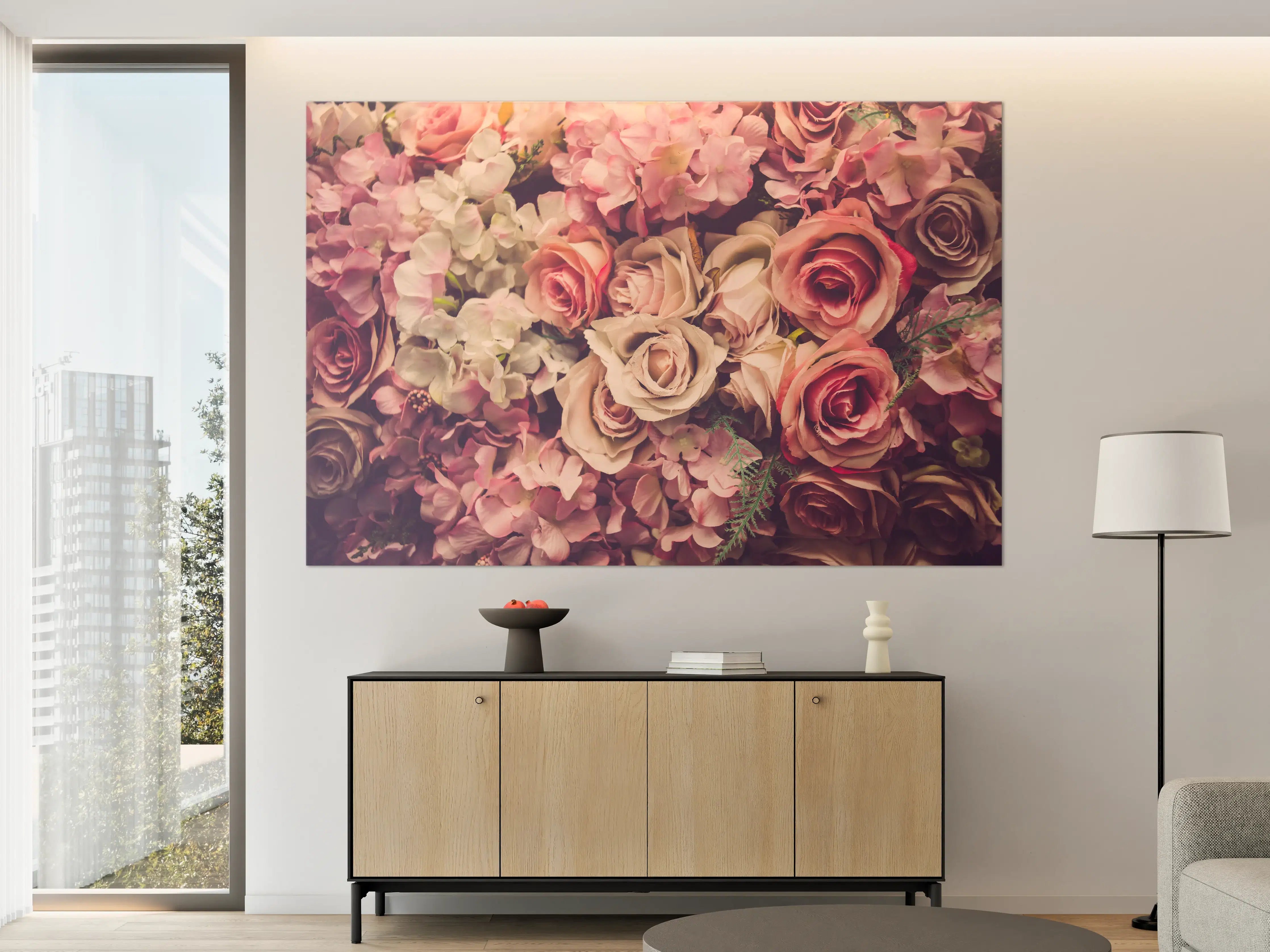 Große Wandbilder - retro rosa Rosen 