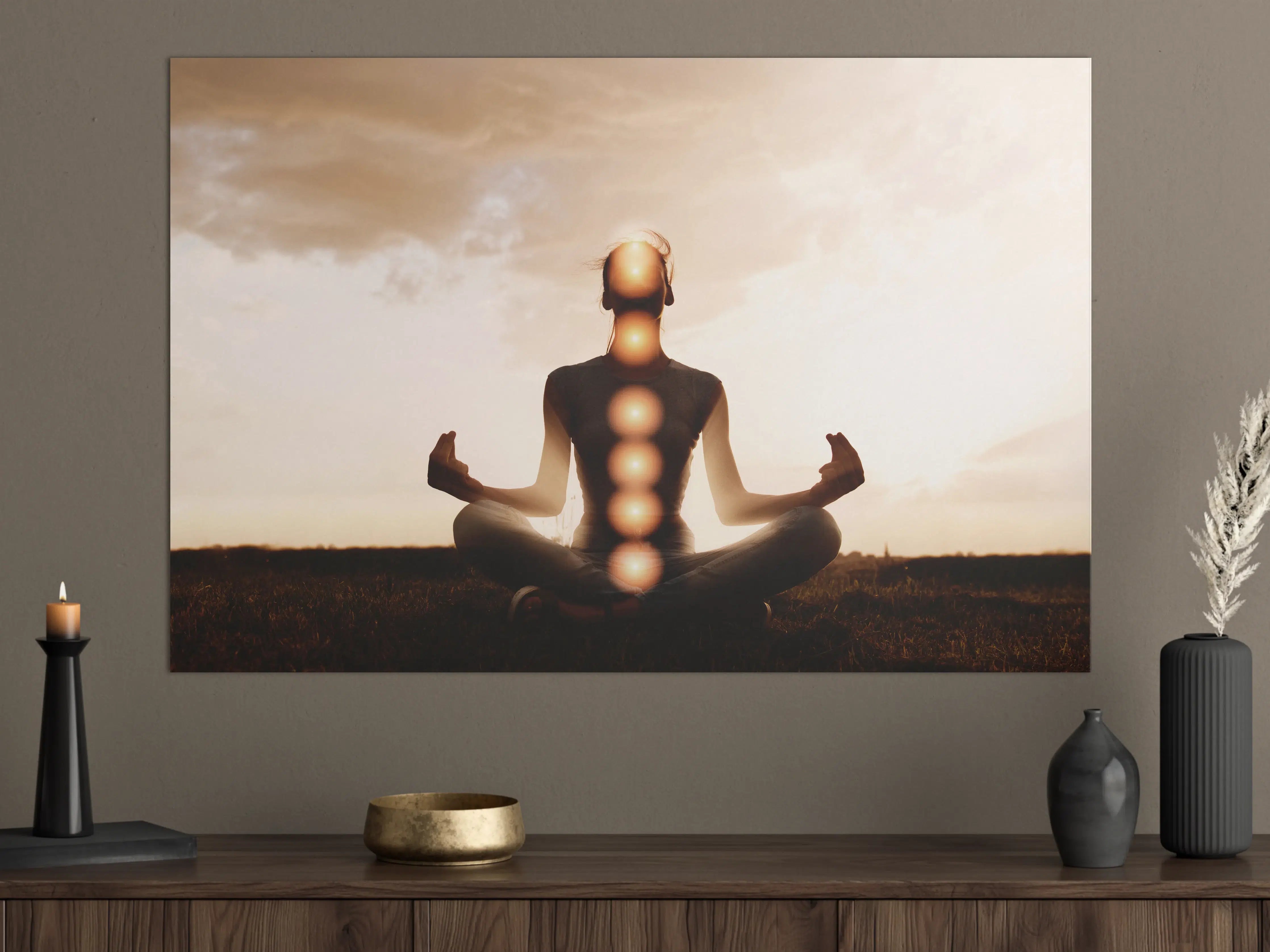 Große Wandbilder - spirituelle Energie einer Frau beim Meditieren