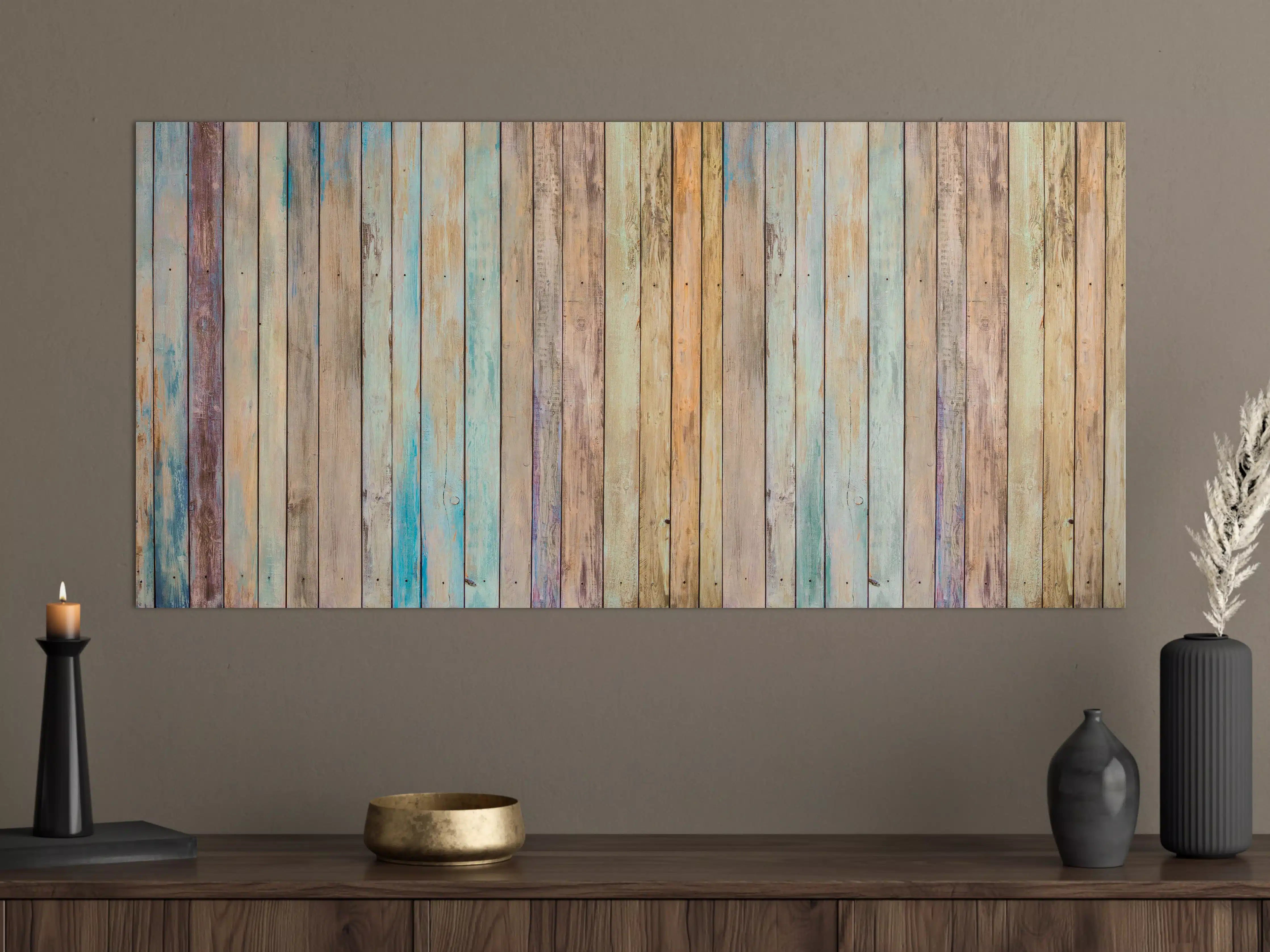 Große Wandbilder - vielfarbiger Hintergrund - alte Holzplanken