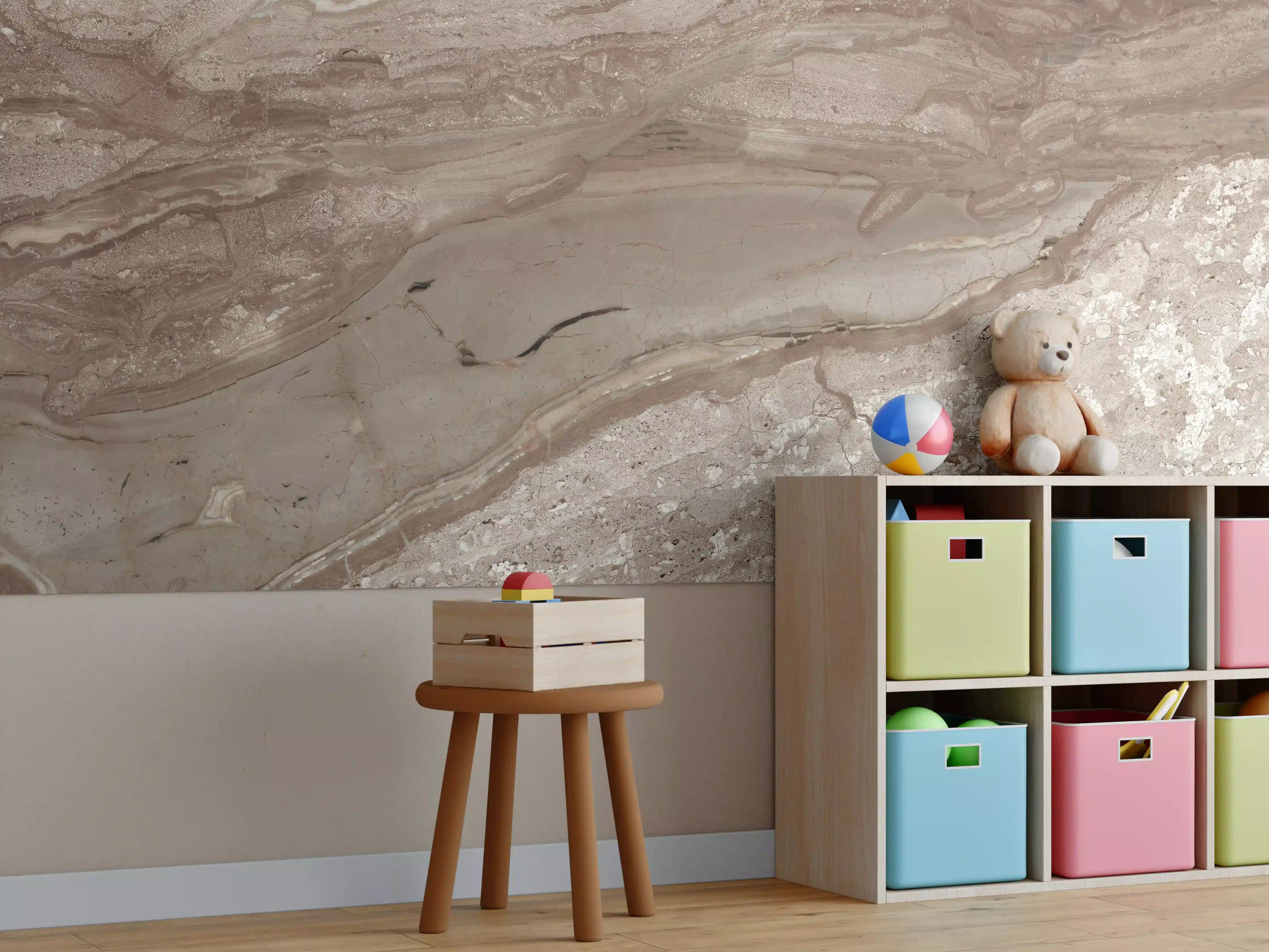 Kinderzimmer Wandgestaltung -  Dunkler Diana royal Marmor